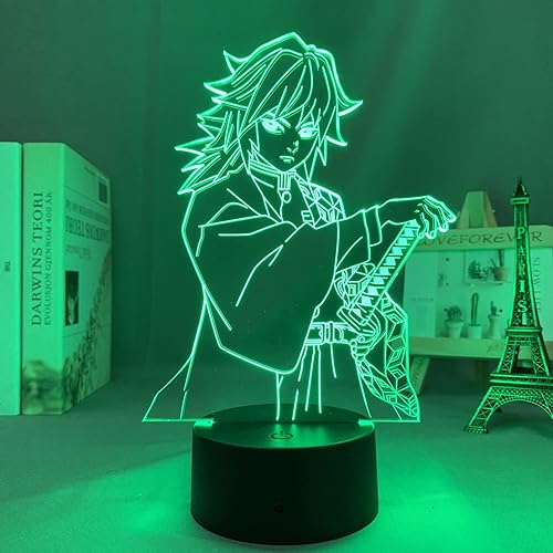 Miniatura 3 de OAKFIN Luz LED de anime Giyu Tomioka para decoración de dormitorio infantil, regalo de cumpleaños, manga 3D, lámpara de noche para niños, decoración