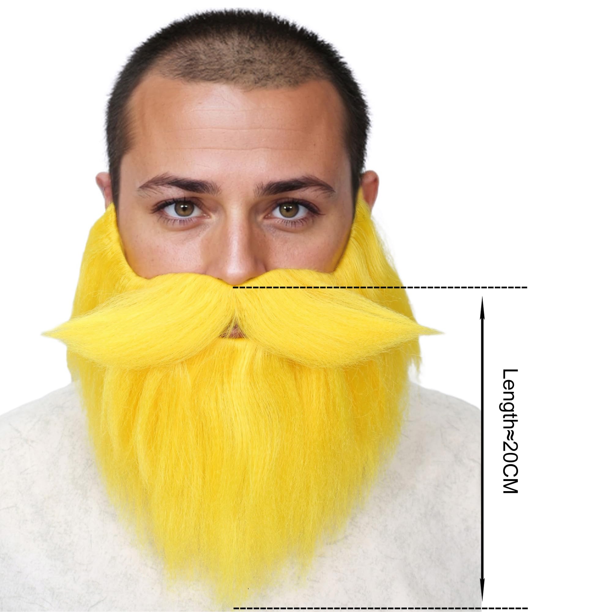 Linfairy Short Straight Synthetic Fake Beard Mustache Costume and Halloween Party for Adults (Yellow) - Image 3