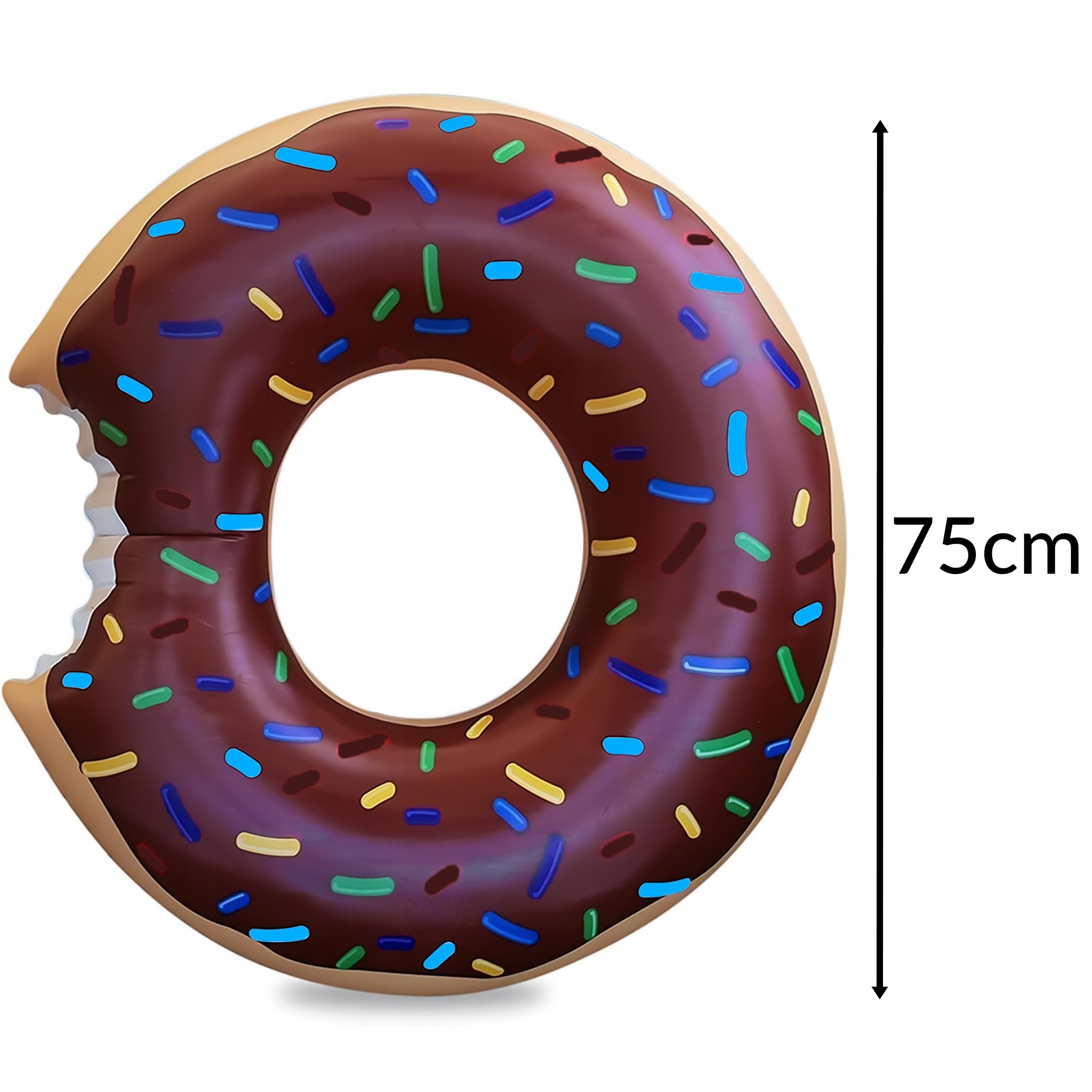 KRUMAD Koło Dmuchane Donut, Pączek z Posypką, Koło Do Pływania dla Dorosłych, Basen Plaża, Śmieszny Materac Wodny, Brązowy, PVC