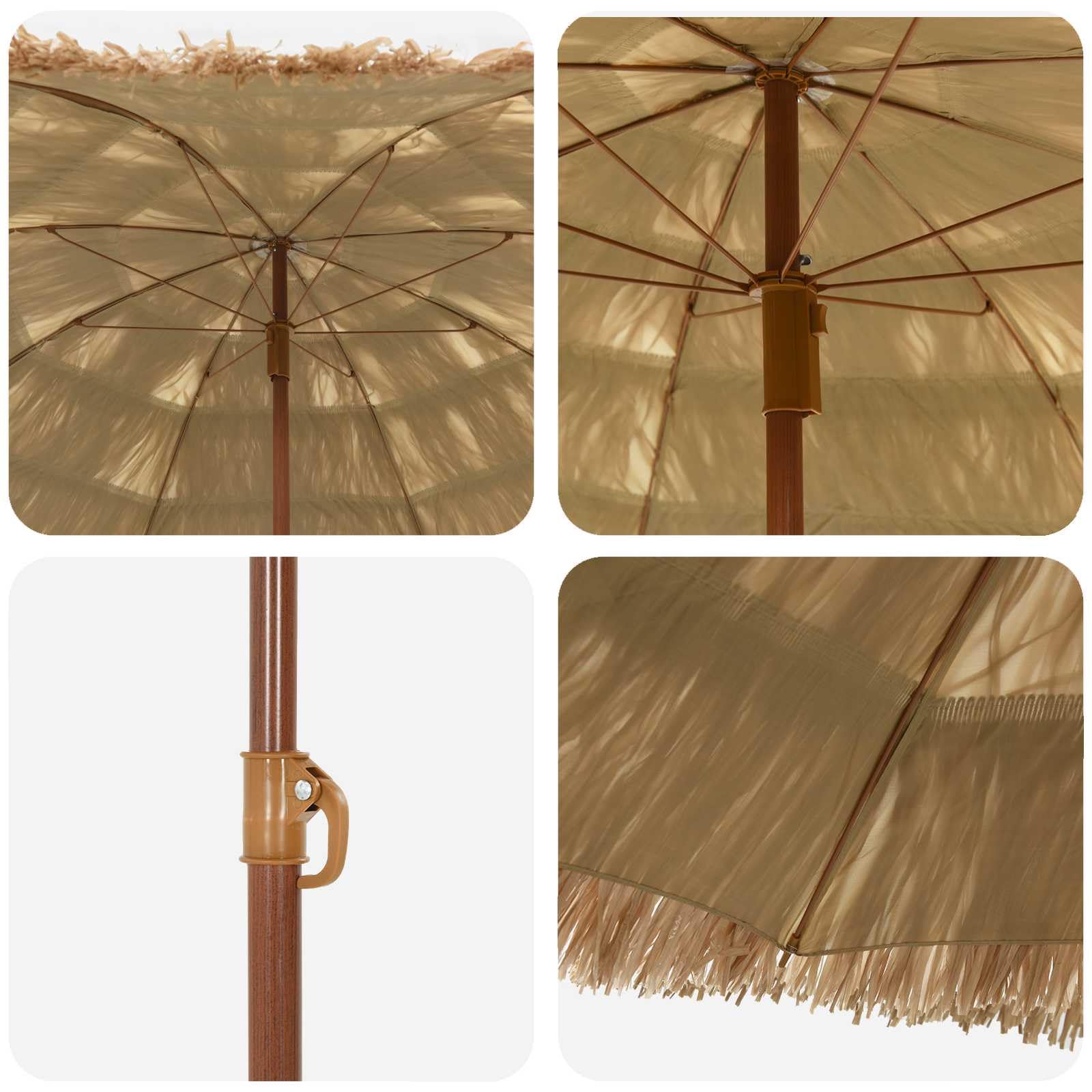 Parasol plażowy naturalny 160 x 160 x 196 cm poliester stal