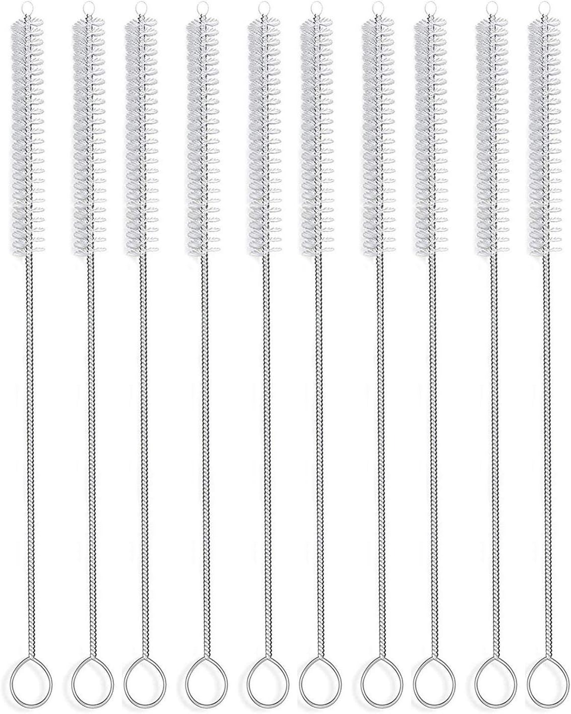 desin Straw Brush, Nylon Pipe Tube Cleaner 8.2-ihch X 2/5-inch (pack of 10) (White)