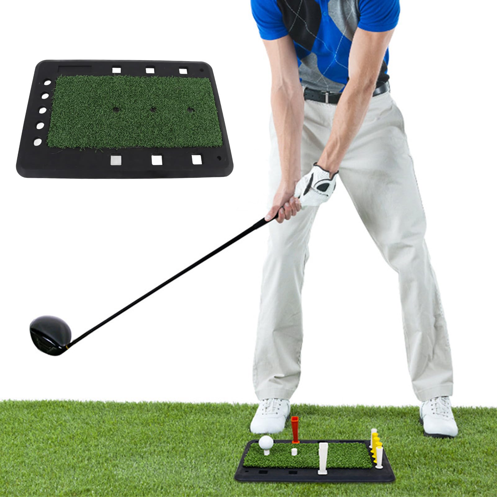 Swing Training Mat Rubber Portable Swing Hitting Chipping Trainer Mat Tool for Indoor Outdoor Practice