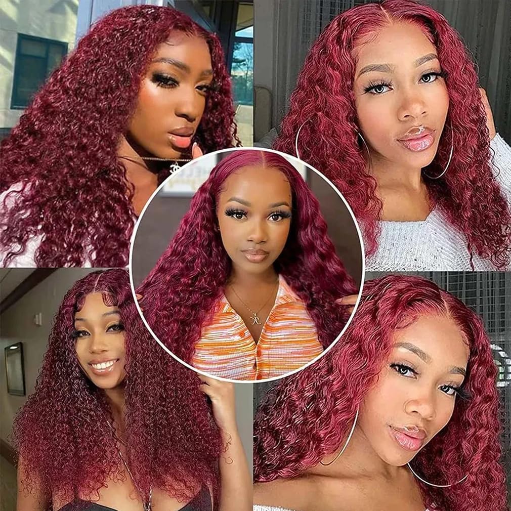 Bundles Human Hair 18 20 22 Inch Water Wave Human Hair Bundles Brazilian Burgundy 99J 12A Unprocessed Brazilian Virgin Quick Weave for Black Women