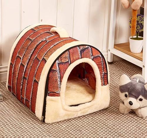 LINGHAN Cama para perros iglú 2 en 1, casa para mascotas, tienda de campaña interior