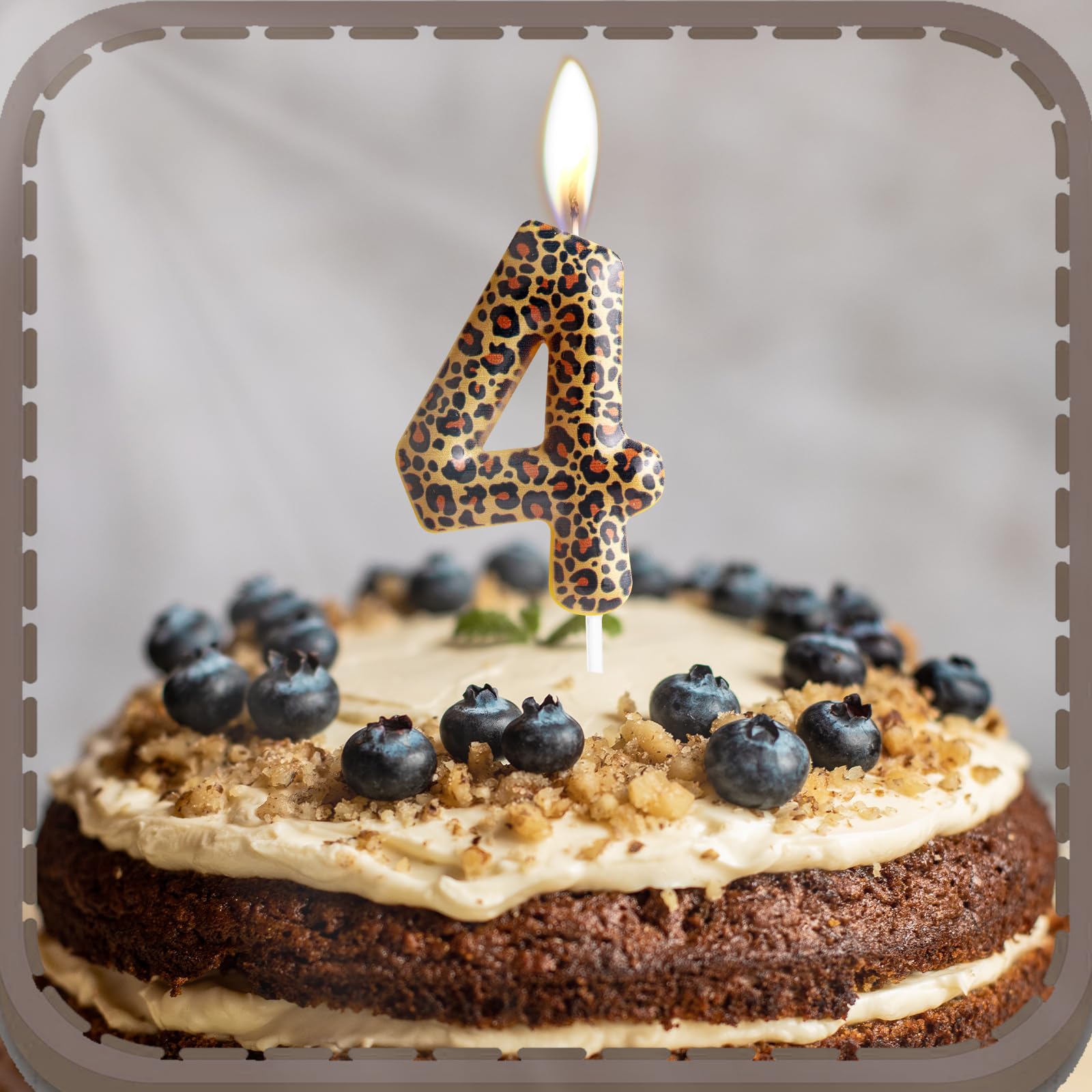 Yiran Leopard Print Birthday Candles Number 21, Realistic Leopard Printing Birthday Number Candles, Wild Onez Zoo Animals Themed Candle Cake for Boys and Girls Gifts Anniversary Party Supplies — view 6