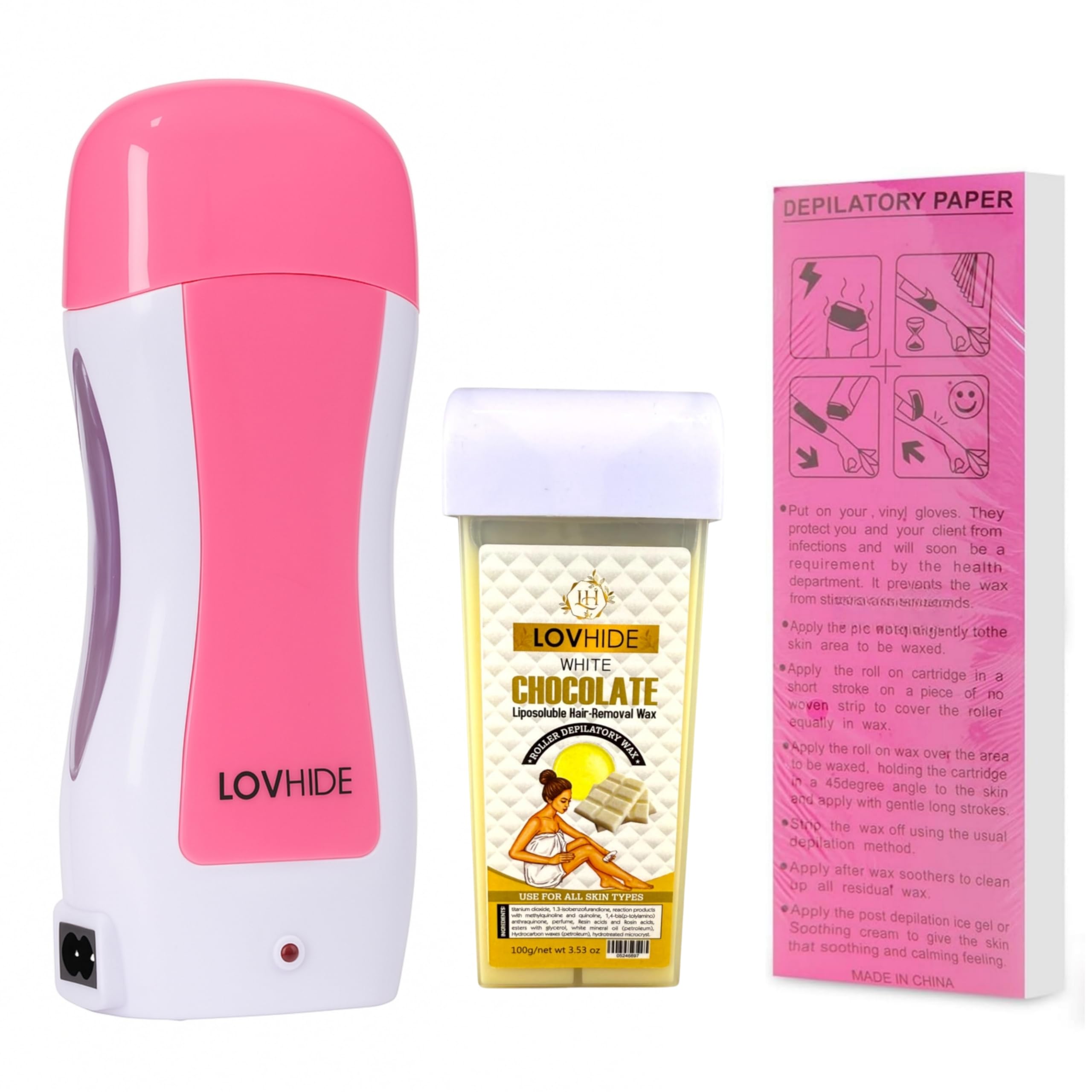Roll On Wax Warmer, 100Ml Wax Refil, Wax Strips - Hair Removal Roll on Wax Heater Machine with Roll-On Wax Refill Cartridge Hair Removal Waxing Kit -100 Ml-New (Roll On Wax Heater-Wax Refill, Wax Strips)-image-8