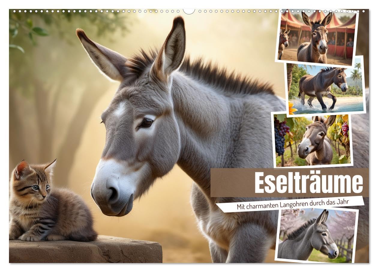 CALVENDO - Eselträume (Wandkalender 2027 DIN A2 quer), Monatskalender: Wunderschöne Eselmotive