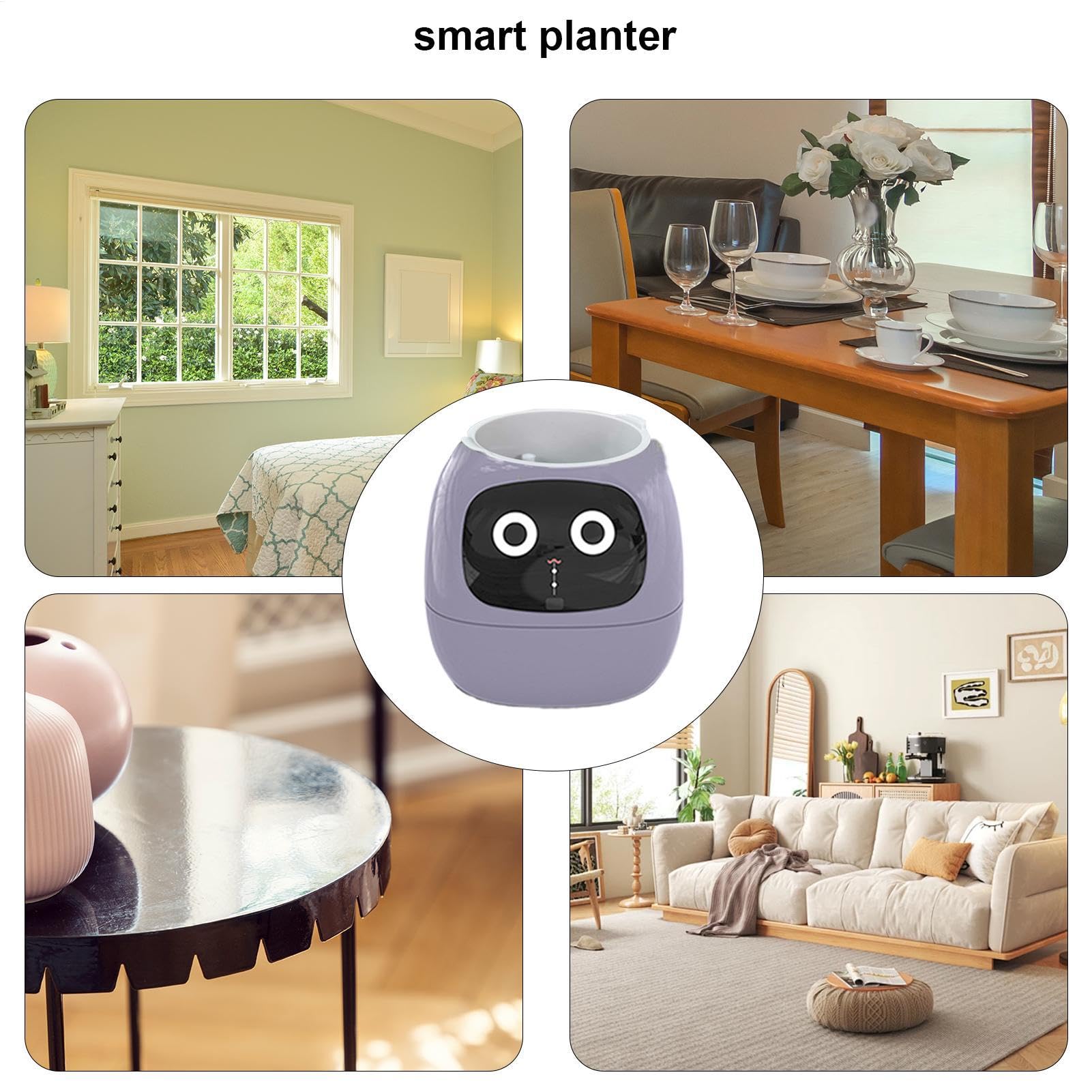 Smart Plant Pot - Adorabile fioriera automatizzata per interni | compagno di piante interattivo, vaso intelligente per piante da interno con funzioni automatizzate, seguace delle piante