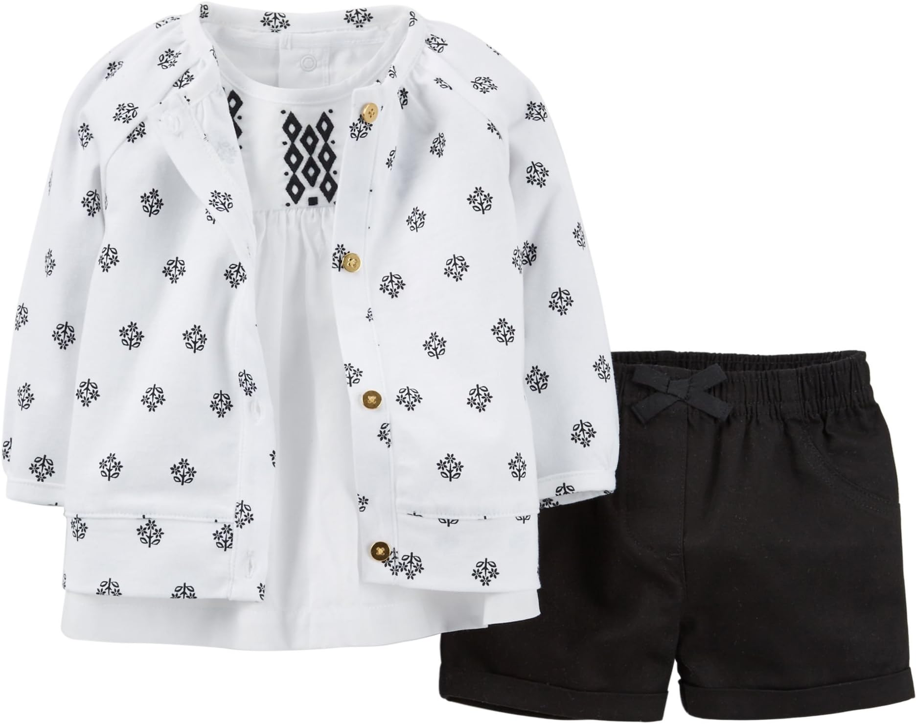 Carter's 3-Piece Cardigan Top & Short Set (6 Months)
