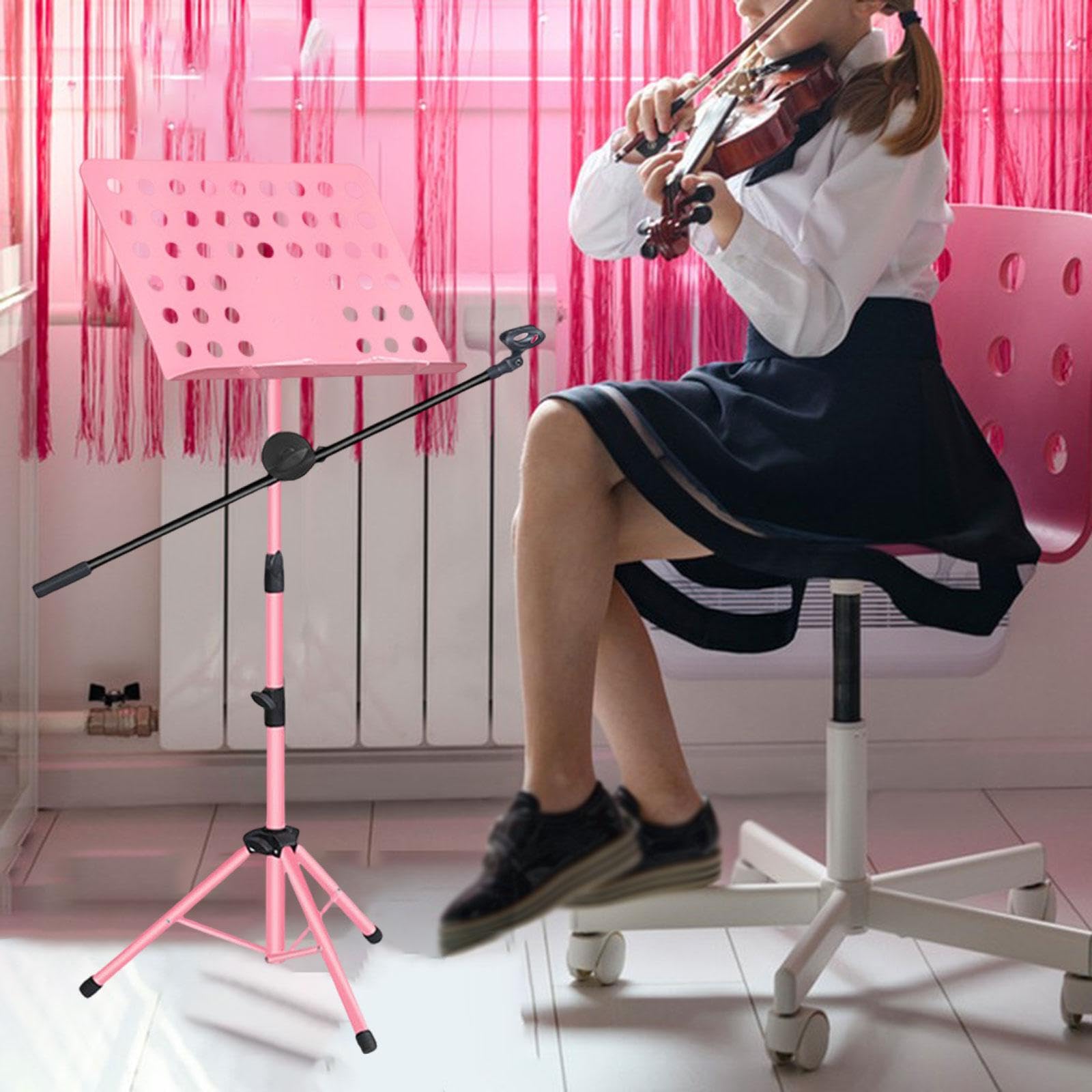 Notenständer, Zusammenklappbarer Tisch Notenständer für Unterwegs, Rosa