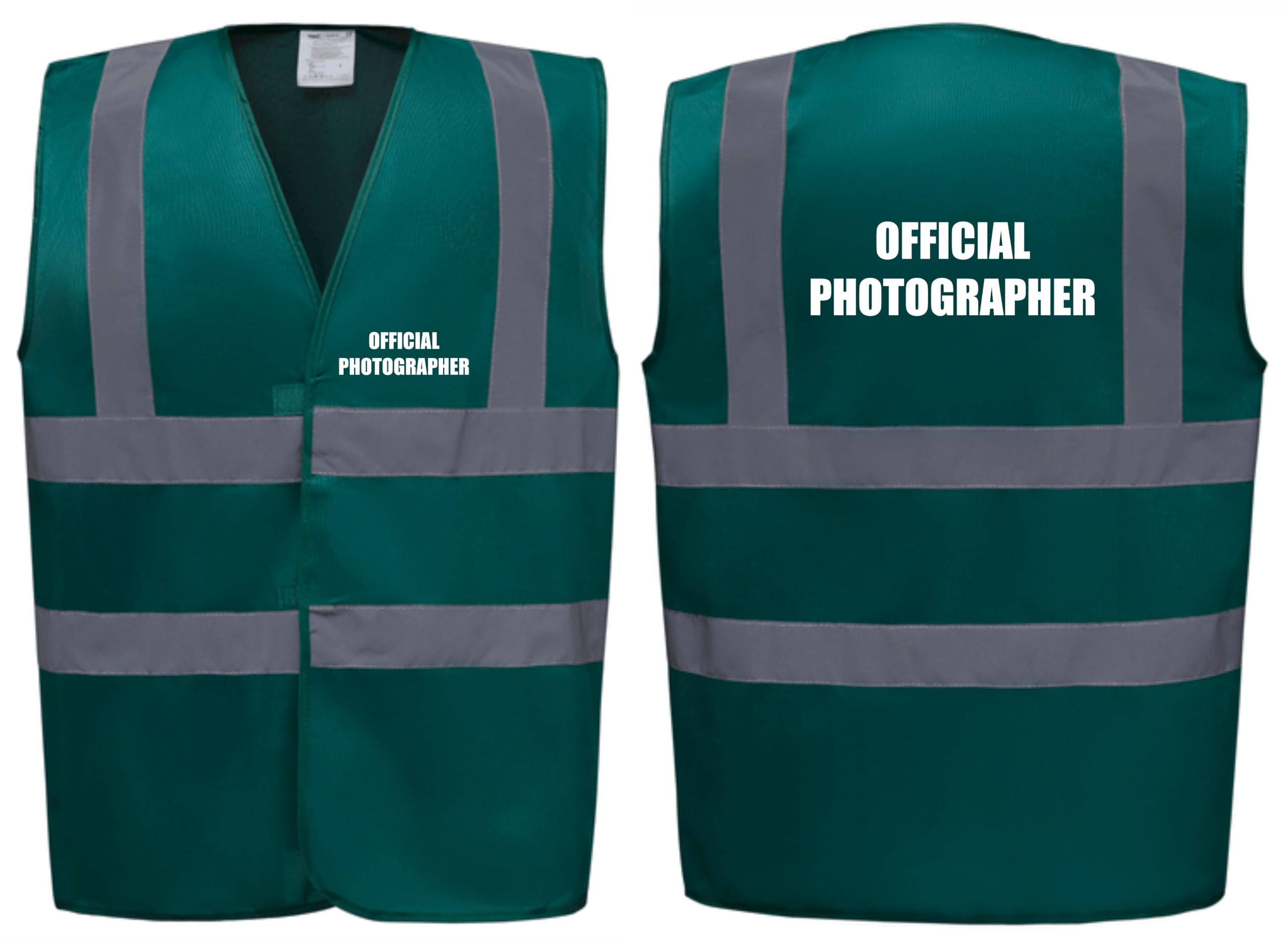 Brook Hi Vis Official Photographer Vest - Hi Vis Vest With Front and Back Print For Event Media Staff, Reflective Safety High Vis Vest Apparel Lightweight Workwear In 7 Colours (Green, XL)