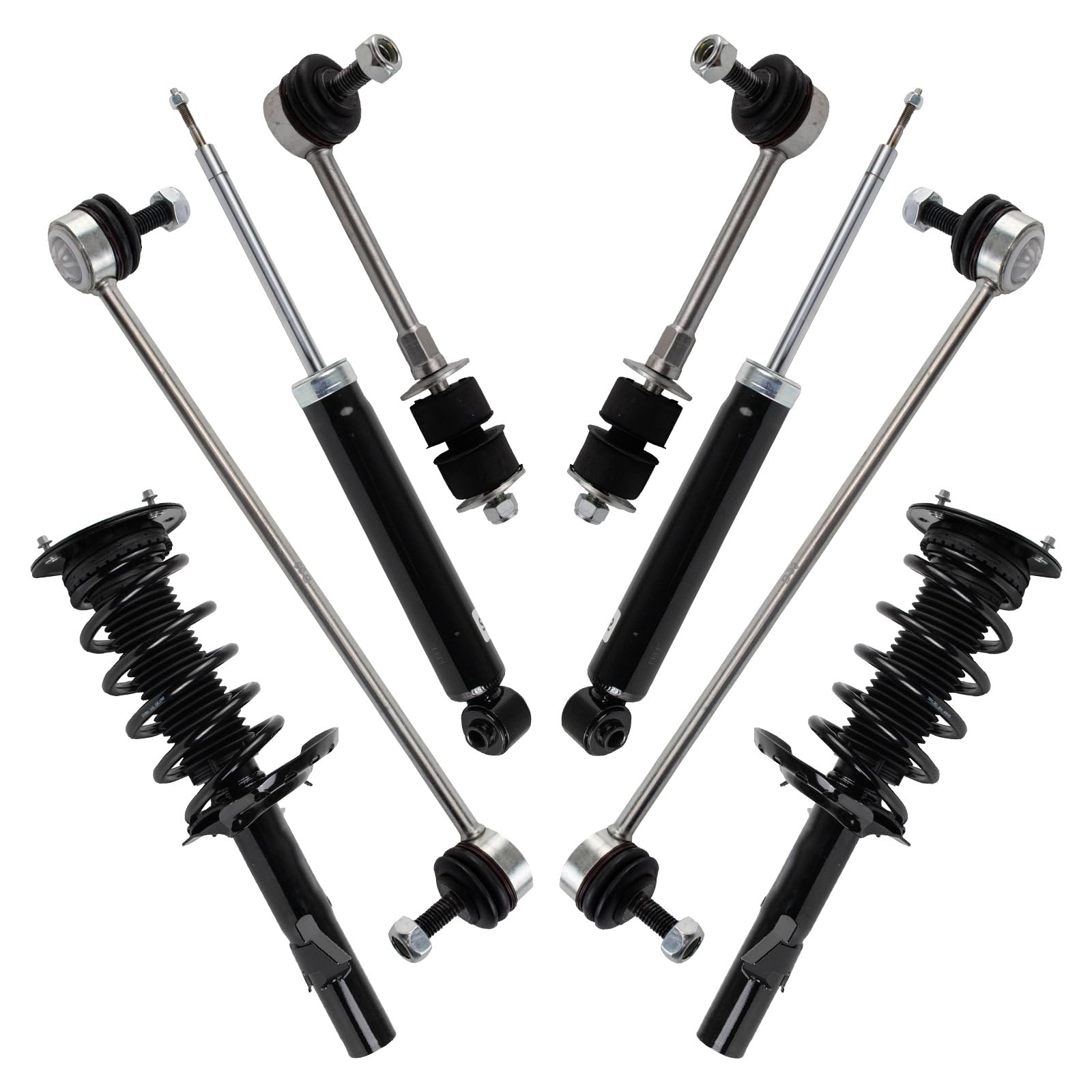 TRQ Front and Rear Suspension Kit Complete Strut & Coil Spring Assembly Shock Absorber Sway Bar Stabilizer Link Compatible with 2011-2017 Volvo S60 2015-2017 V60