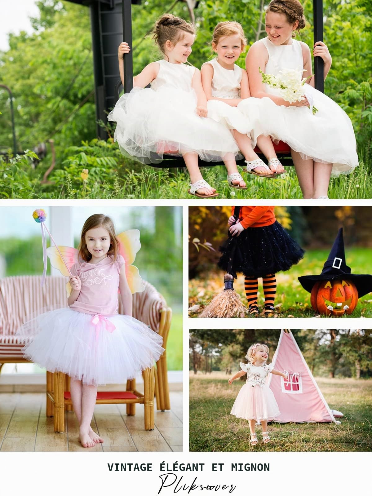 Jupes tutu pour filles - Jupe en tulle à 7 couches - Tutus de danse princesse pour filles (3 à 8 ans)