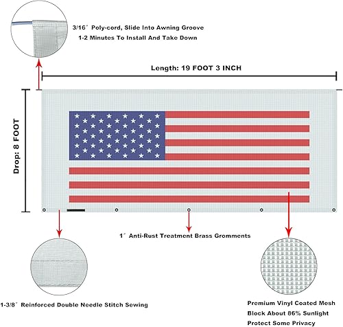 Miniatura 303 de Tentproinc Pantalla parasol para toldo, 8 pies x 13 pies 3 pulgadas (apta para toldo de 14 pies), protector solar de malla para autocaravana, cámper