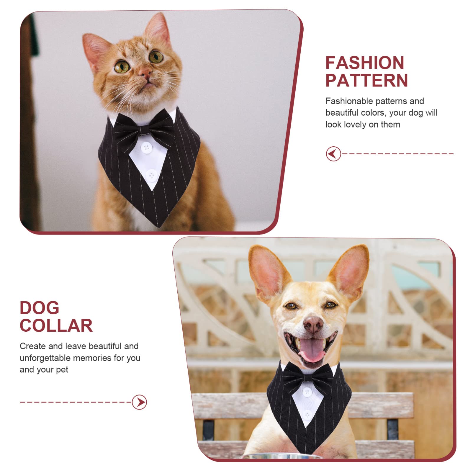 POPETPOP 3pièces Collier Bandana pour Chien Écharpe Décorative Rayé Accessoire Pratique pour Mariages Et Événements Confort Et Style pour Animaux De Compagnie