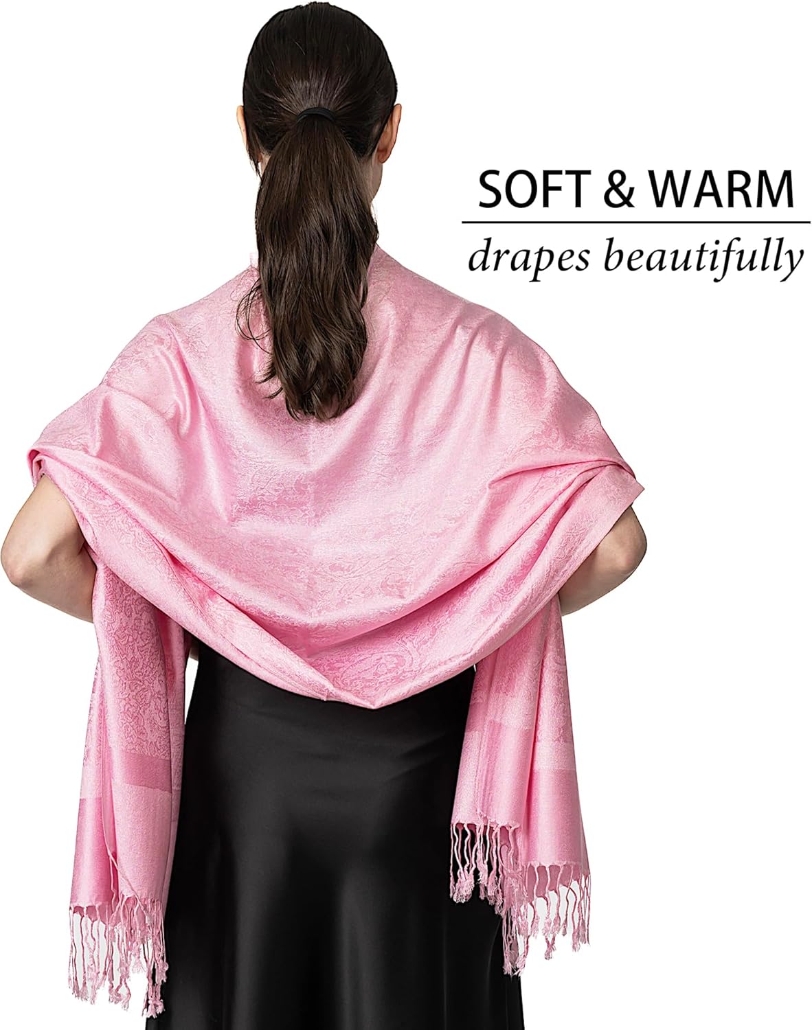 Achillea Two-Tone Vintage Paisley Pashmina Scarf – Lightweight Wrap & Shawl for Dresses, Weddings, Travel, All Seasons - Image 4