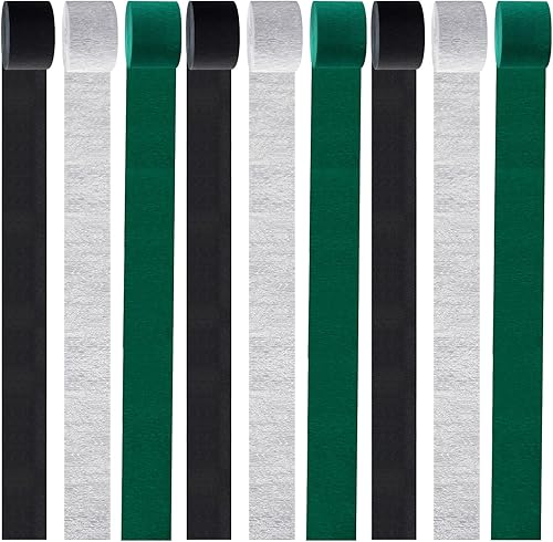 Miniatura 4 de Serpentinas de decoración de fiesta de color negro, verde y plateado, 9 rollos de graduación, boda, hombres, niños, cumpleaños, baby shower, crepé