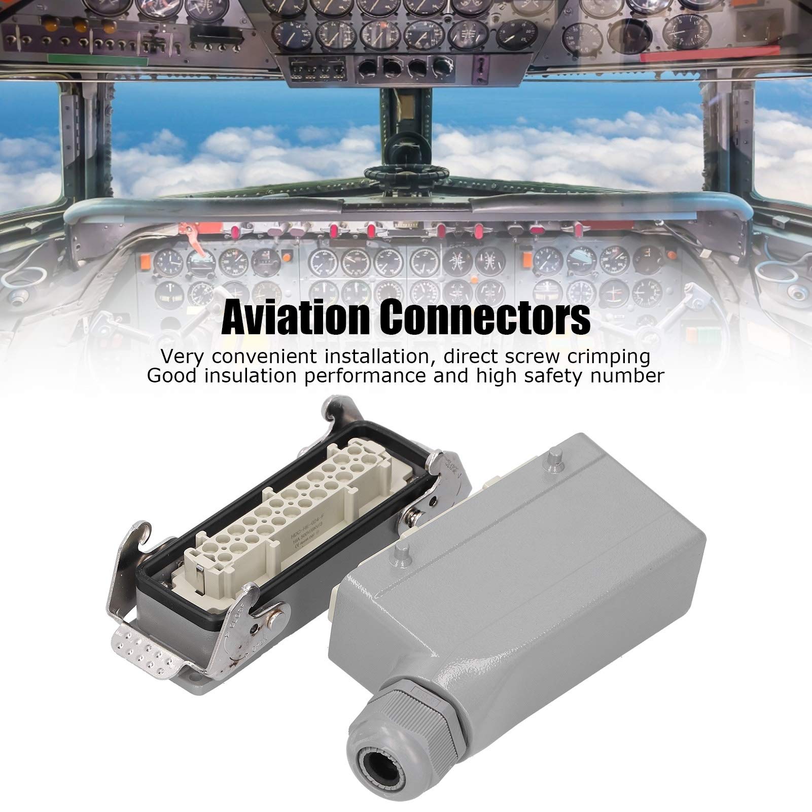 Conectores de Alta Resistencia 500 V 24 Contactos Conector Industrial para Equipos Exteriores Latón Plateado Enchufe Lateral Industrial Resistente para Aplicaciones Industriales