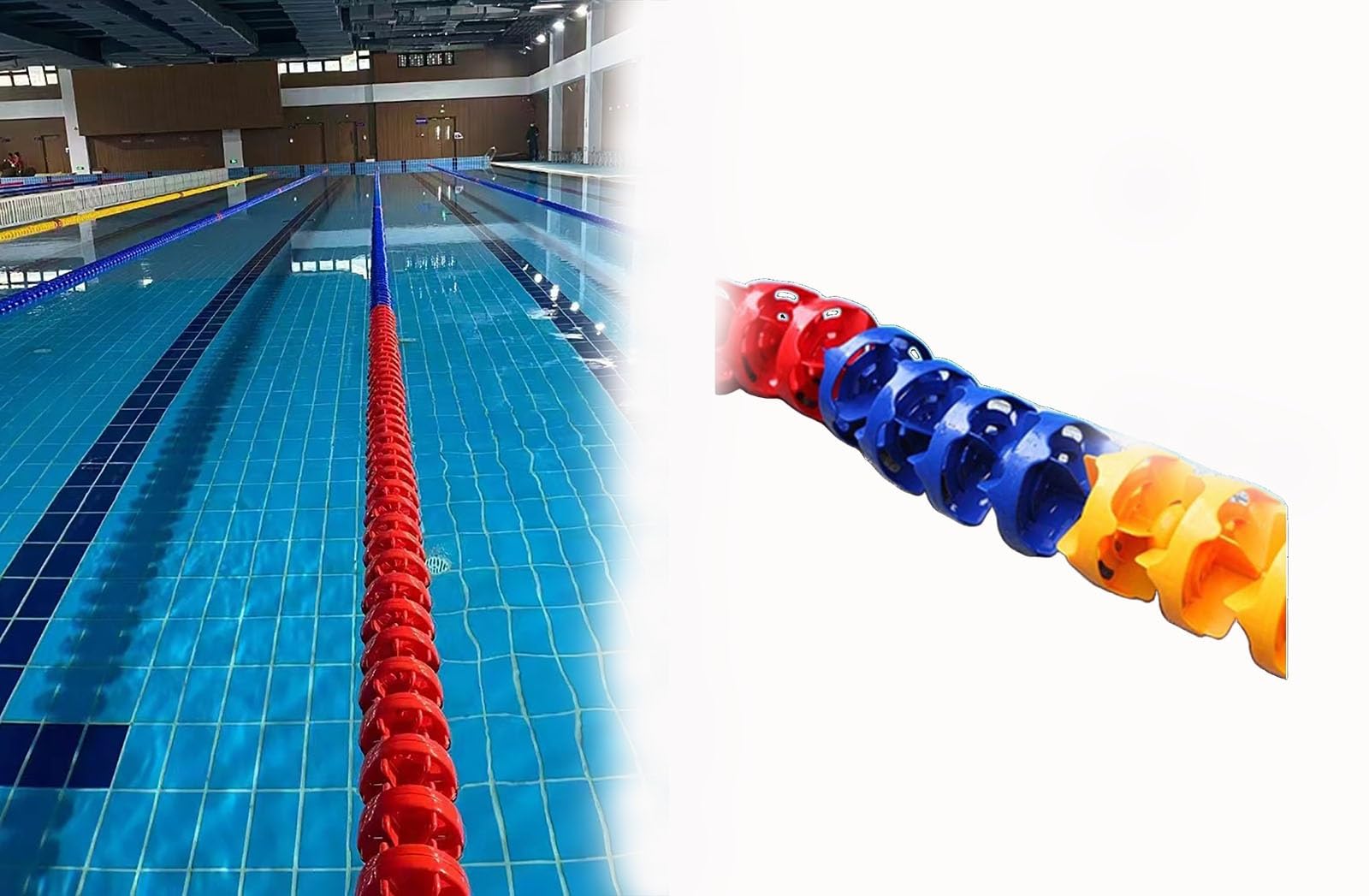 Generico Corda di Sicurezza Professionale per Piscina con Galleggiante da 5", divisore a Forma di Palla per Piscine da Competizione e Uso Esterno, Kit di Linea Galleggiante di Sicurezza Resistente da