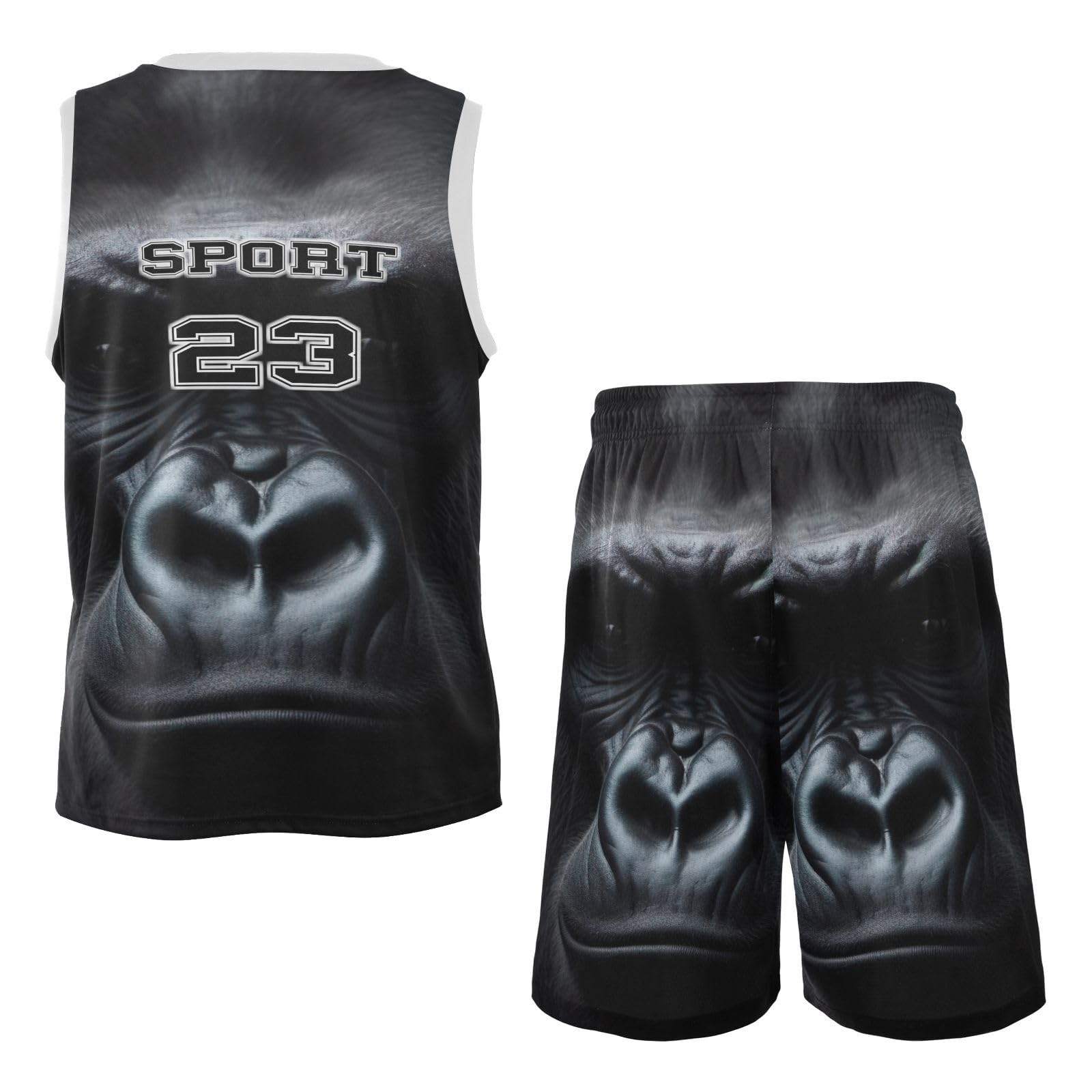 FLildon Gorilla Black Boys Basketball Jersey Set Tank Top Shorts Tracksuit Sport Training Suit for Kids