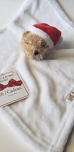 Miniatura 1 de Blankets and Beyond Manta de seguridad unisex súper suave para bebé, 9M (blanco/perro con sombrero de Navidad)