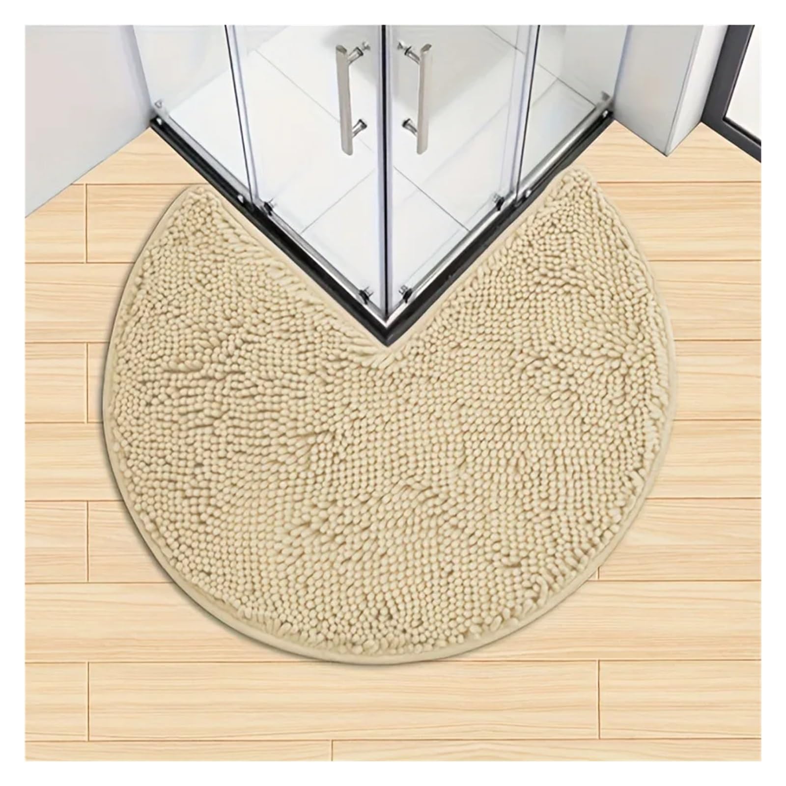 Tappeto Angolare Doccia Tappetino da bagno angolare circolare antiscivolo morbido e spesso for il, assorbente, decorazione for la casa(Khaki)
