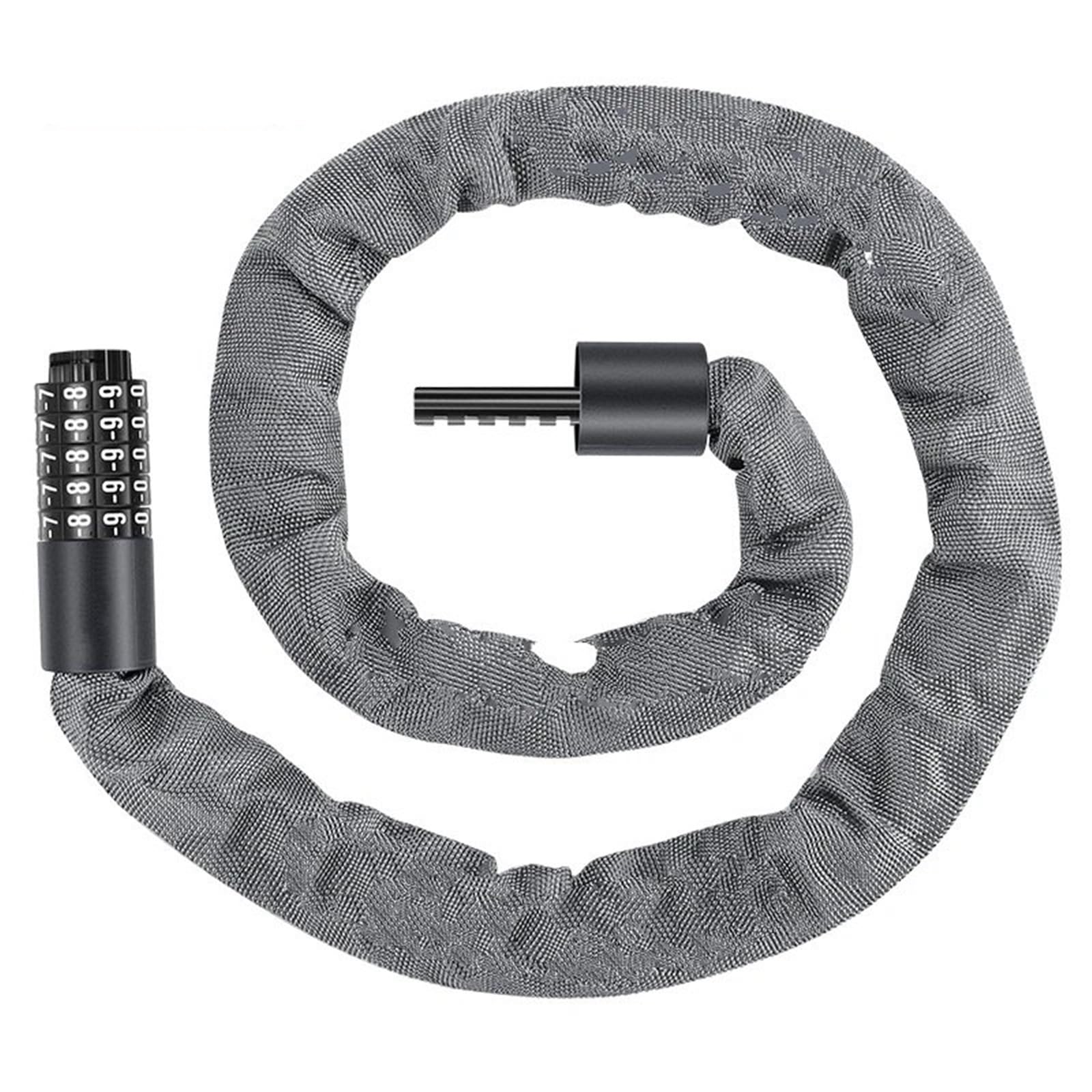 Hdrtcbu 1.2M-Gray Chain Lock Portable Bike Chain Lock High Security Anti-Theft Thicken Mountain Motorbike Lock(1.2M-Gray)