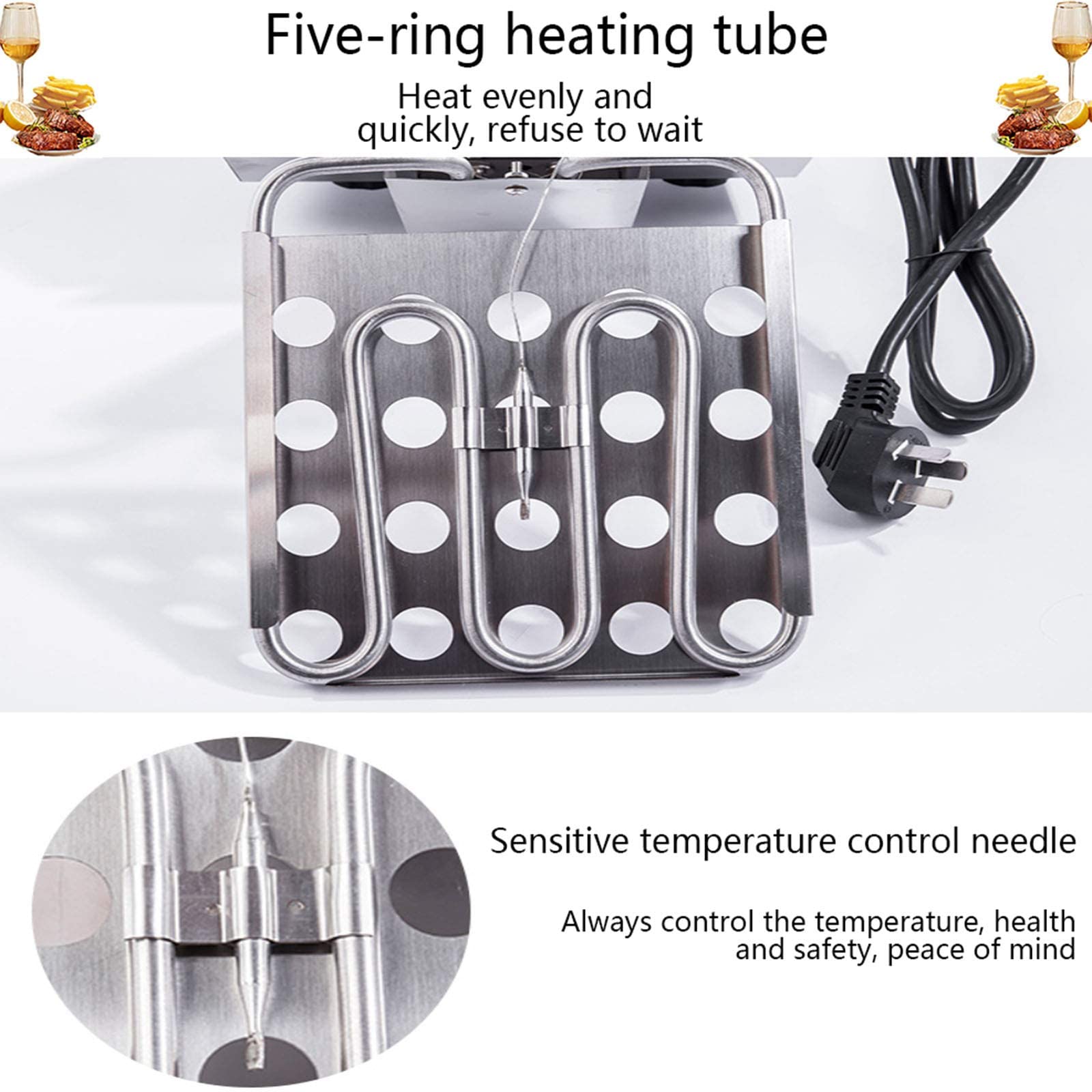 Freidora Comercial de Doble Tanque, freidora eléctrica Profesional de 20L, freidora de 5000W con 2 cestas para freír y Tapa, para freír Alimentos