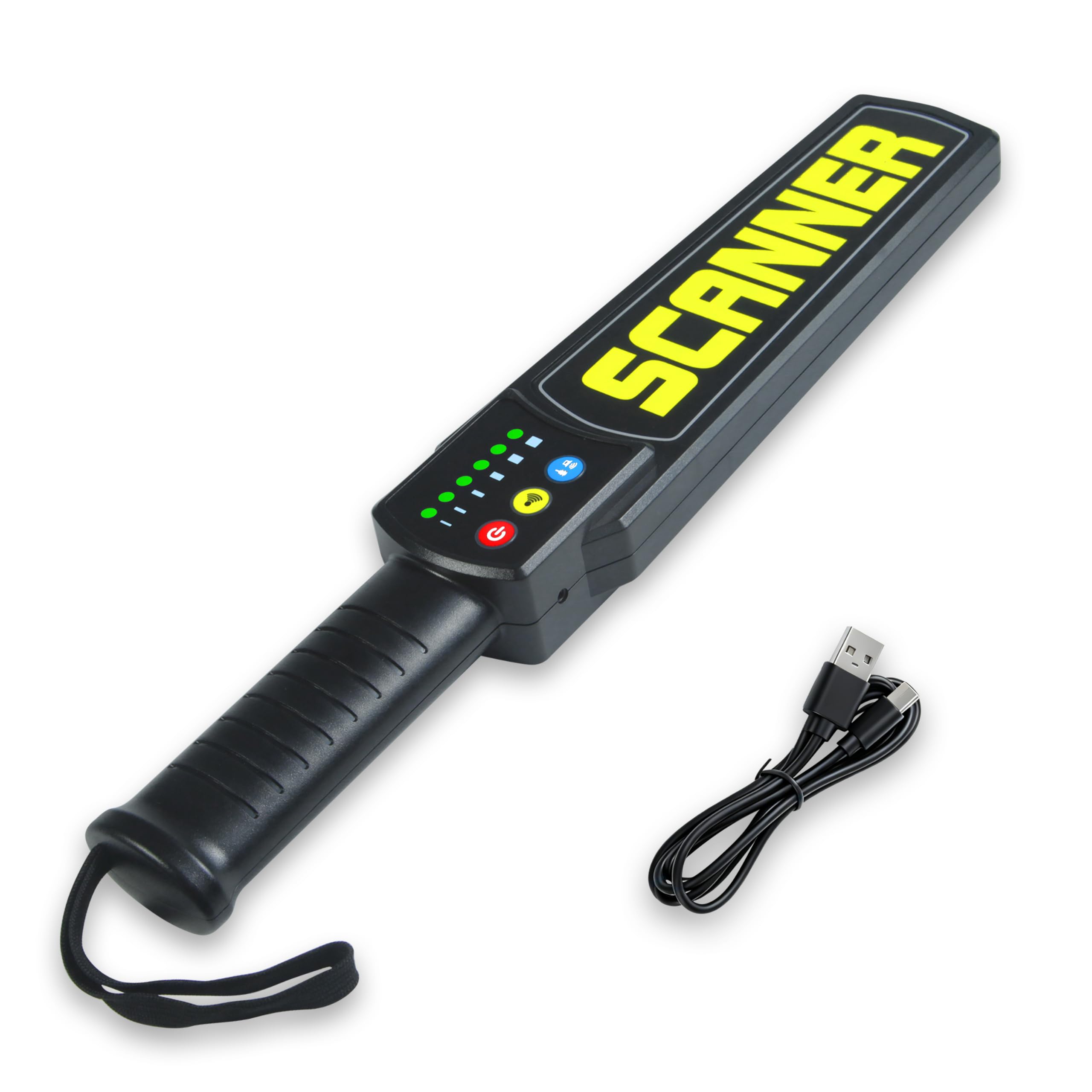 Bacchetta portatile ricaricabile per metal detector, scanner di sicurezza ad alta sensibilità regolabile a 6 livelli con batteria integrata per rilevare tutti i metalli, ispezione di sicurezza in
