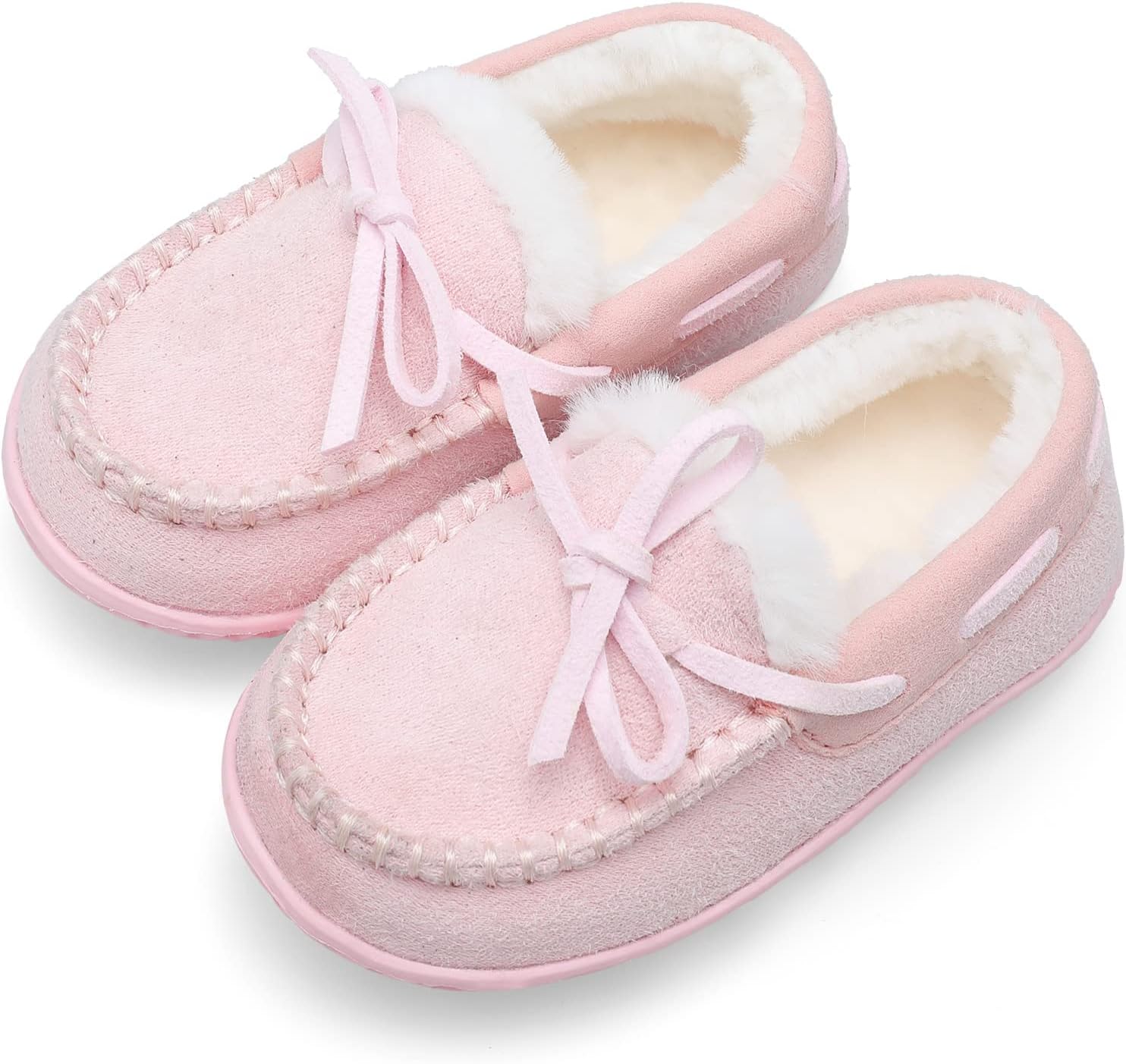 Scurtain Unisex Kids Toddler Slippers Suede Moccasin Slippers for Boys Girls Baby Lined with Warm Fur