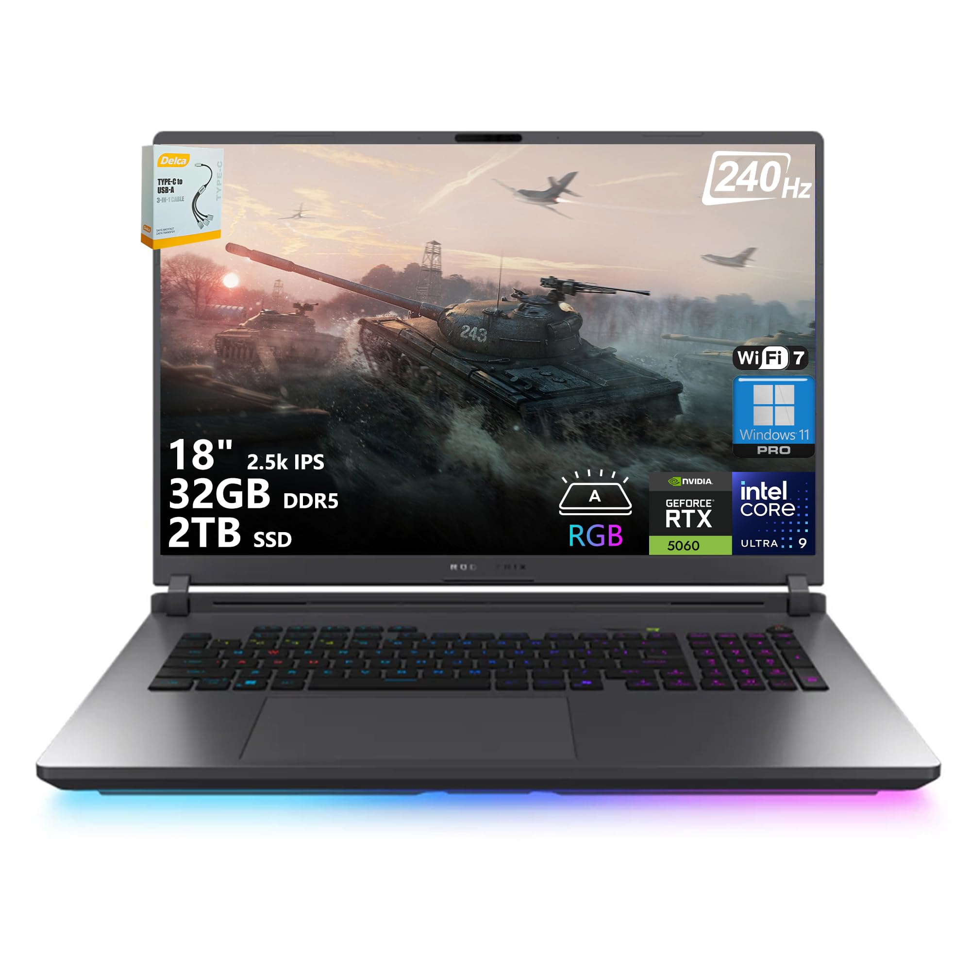 ASUS ROG Strix G18 G815 Gaming AI Laptop | 18" 2.5k IPS 240Hz (100% DCI-P3, 3ms) | Intel 24-Core Ultra 9 275HX | 32GB DDR5 2TB SSD | GeForce RTX 5060