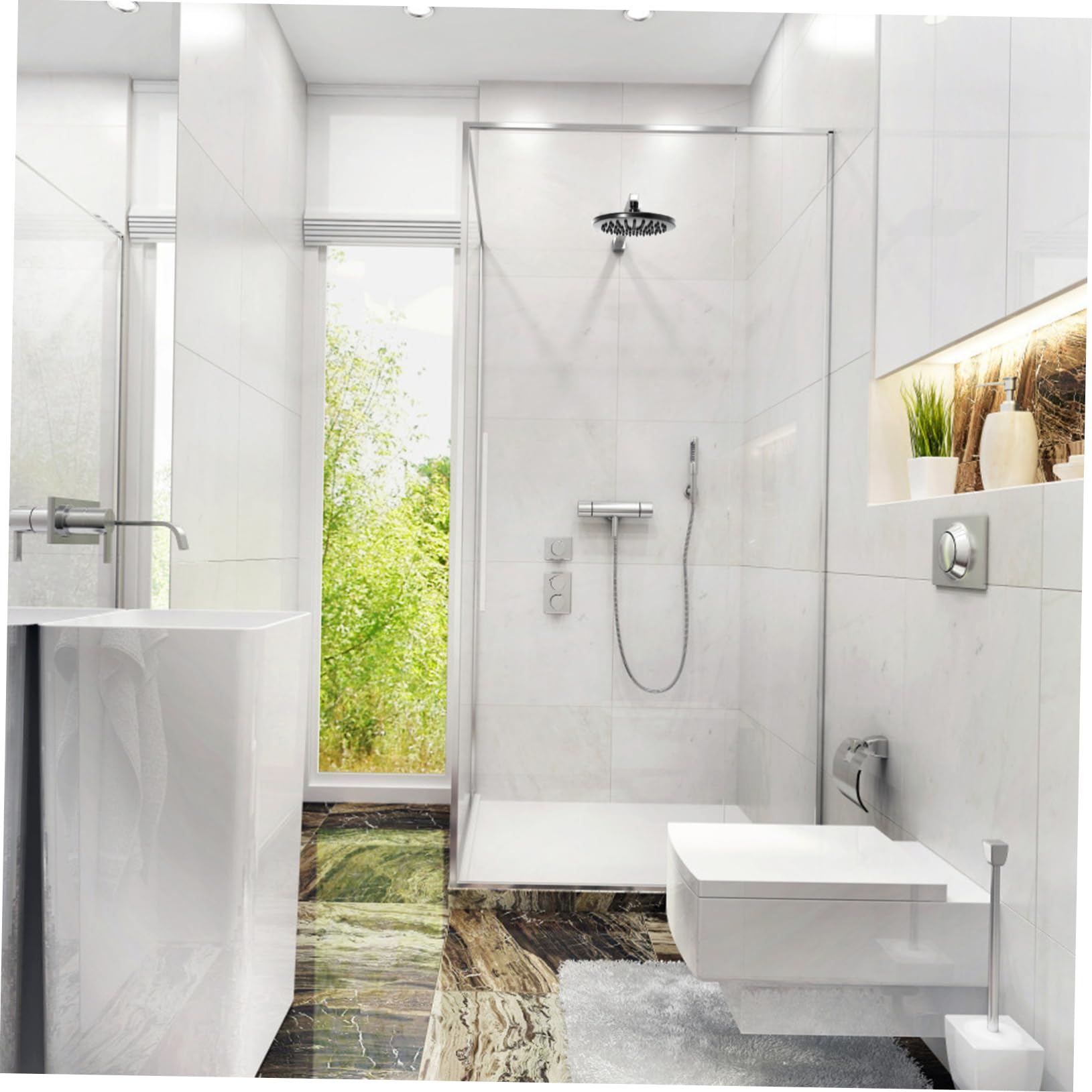 SHINEOFI Boquilla de Ducha Acero Inoxidable 8 Pulgadas Rociador de Ducha Cabezal Rociador de Instalación Compatible Agua y Energía