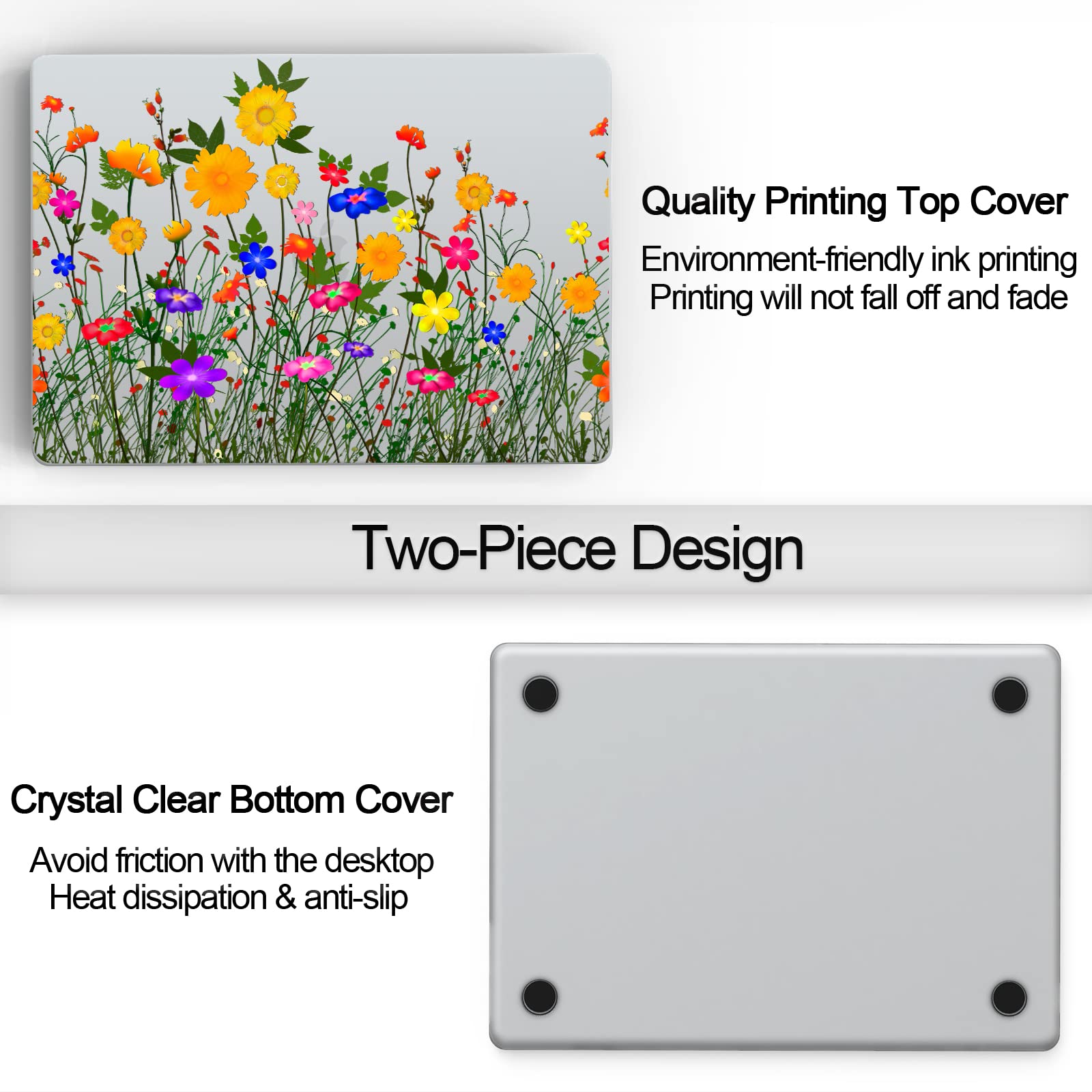 Laptop Hard Shell Case Compatible With MacBook Air 13.6 Inch 2022 Release Model A2681 M2, Color Printing Plastic Protective Hard Shell Case Cover & Keyboard Cover, Abstract Flowers - View #2