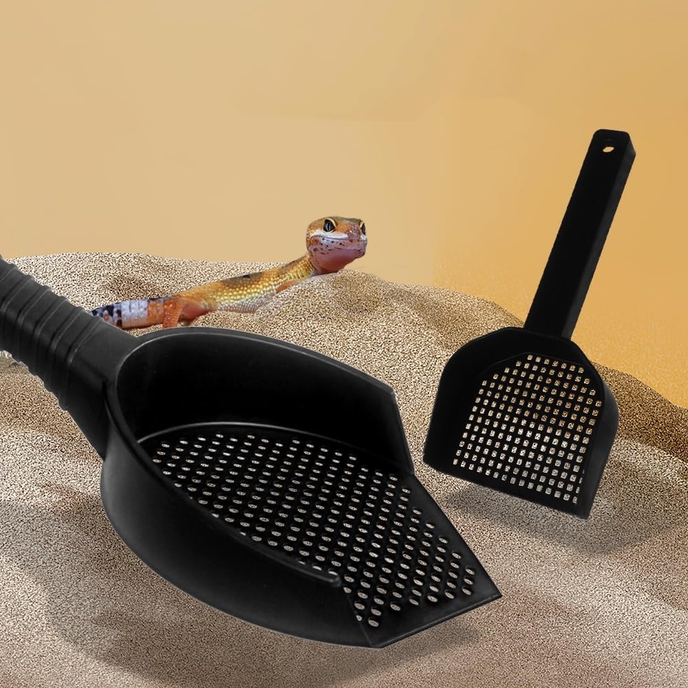 SiyphuNing 2pcs Reptile Sand Scoop Hamster Metal Litter Scoop for Sandbath Box 2PCS Litter Box Mesh Scooper Accessories for Guinea Pig, Gerbil,