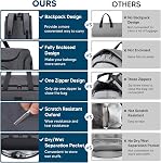 Vessgra Convertible Garment Bags for Travel, Garment Duffle Bag Carry on Garment Bag Weekender Travel Backpack, 4 in 1 Suit Bag with Shoes Compartment for Men Women, Dark Grey, 41.5L*21.5W inches