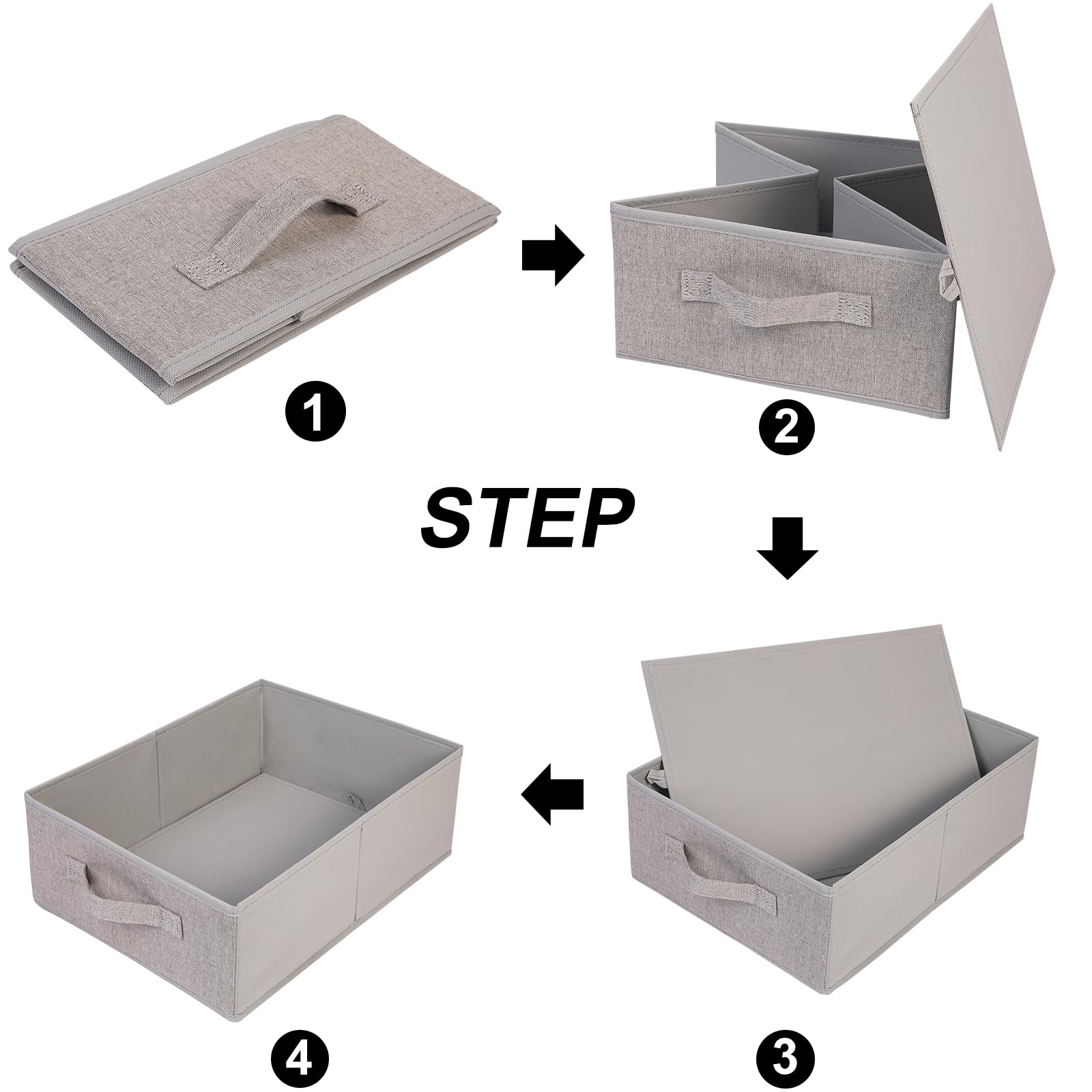 JAKAGO Confezione da 4 organizer per armadio, pieghevoli, per cassetti, 39 x 29 x 14 cm, scatole portaoggetti per vestiti, camicie, pantaloni, asciugamani, giocattoli (grigio)