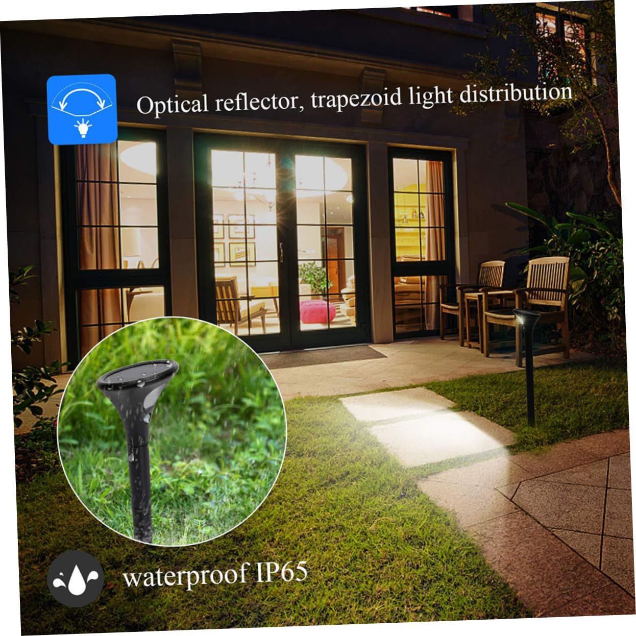 Luci da terra a LED a energia solare, confezione da 2, per esterni, illuminazione per vialetti, impermeabili, a risparmio energetico, illuminazione bianca pura per giardino e strada