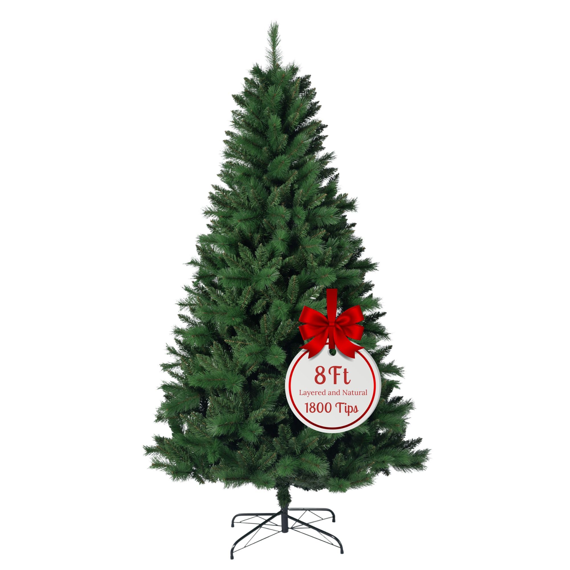 Evre Canada Spruce 8ft Artificial Christmas Tree with 1700 PVC Tips, Easy Build Hinged Branches & Strong Metal Stand
