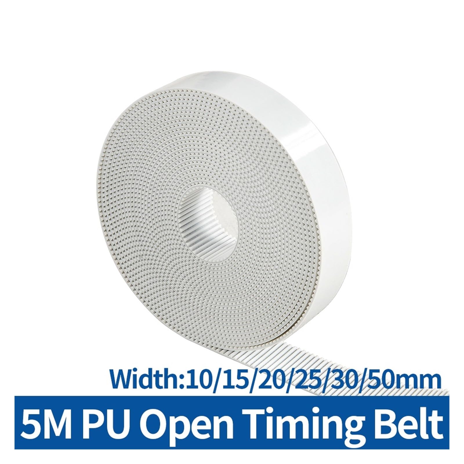 RAHBI Dente ad arco PU Bianco 5M Cinghia dentata aperta Larghezza 10/15/20/25/30 / 50mm Cinghia sincrona in poliuretano HTD5M leisurely (Size : 5M, Color : 50mm)