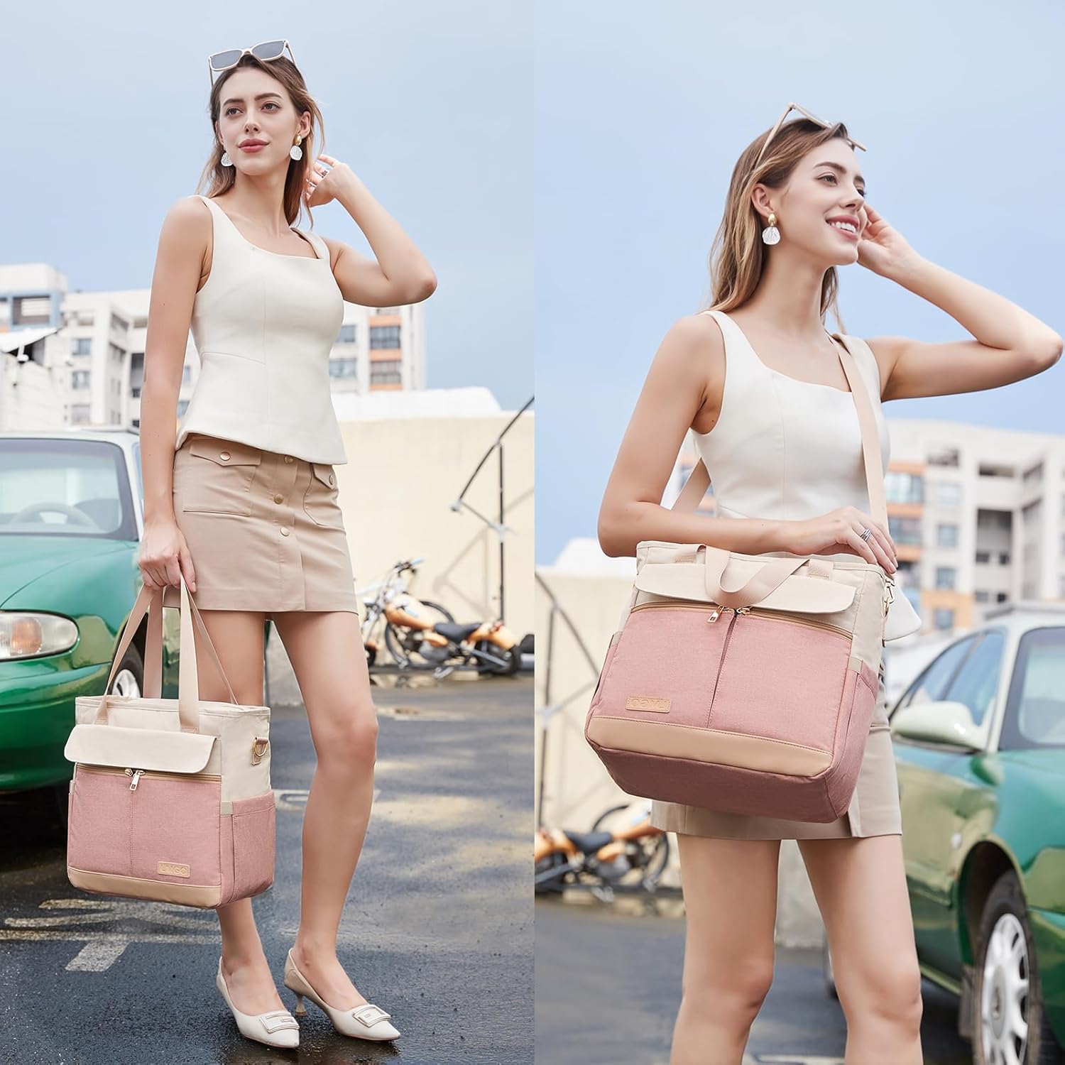 Utility Medium Tote Bag for Women & Men, Multi-Pocket Crossbody Handbag with Shoulder Strap