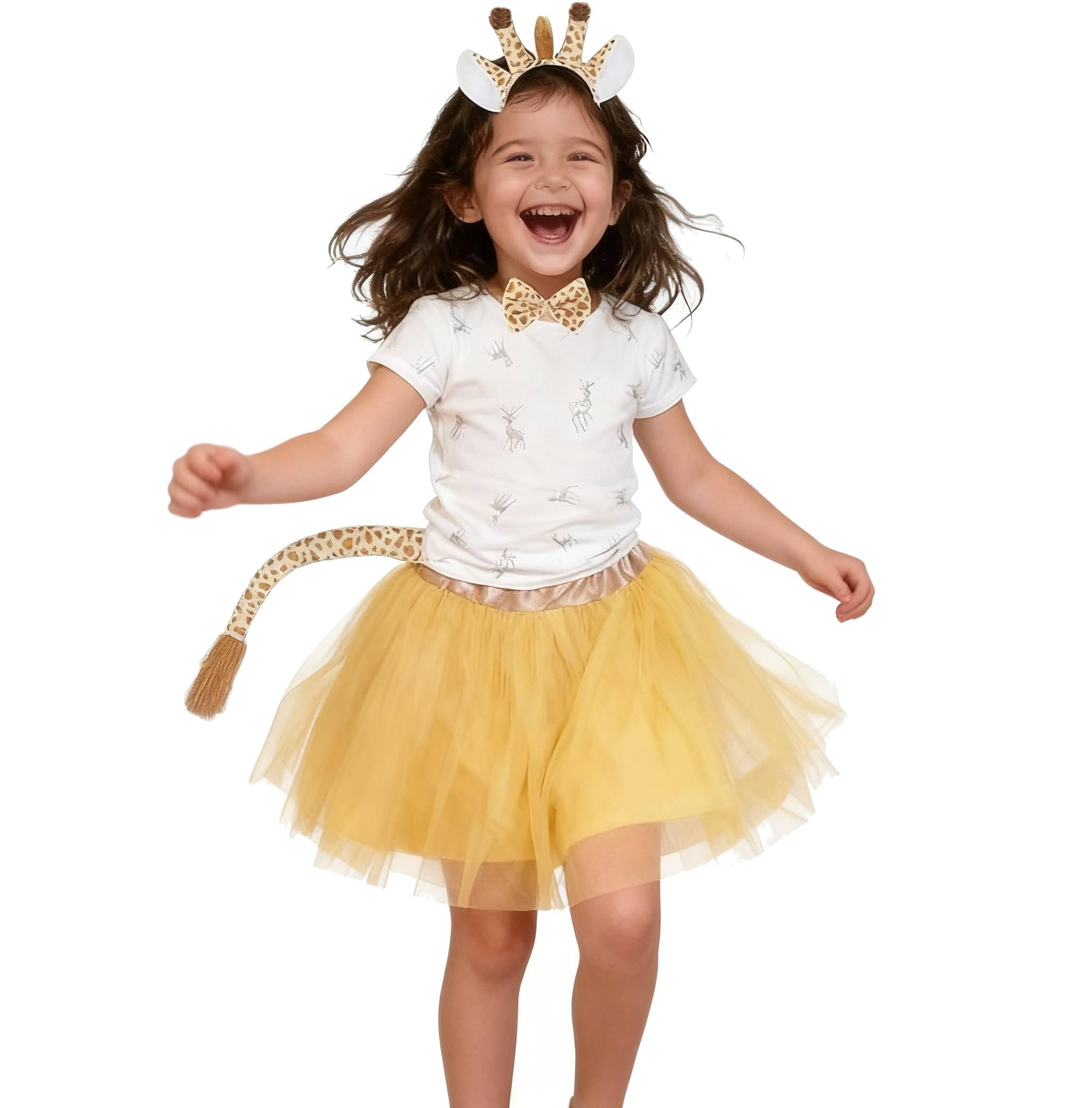 Kirei Sui Kids Animal Gold Giraffe Ears Headband Bowtie Tail & Tutu Costume