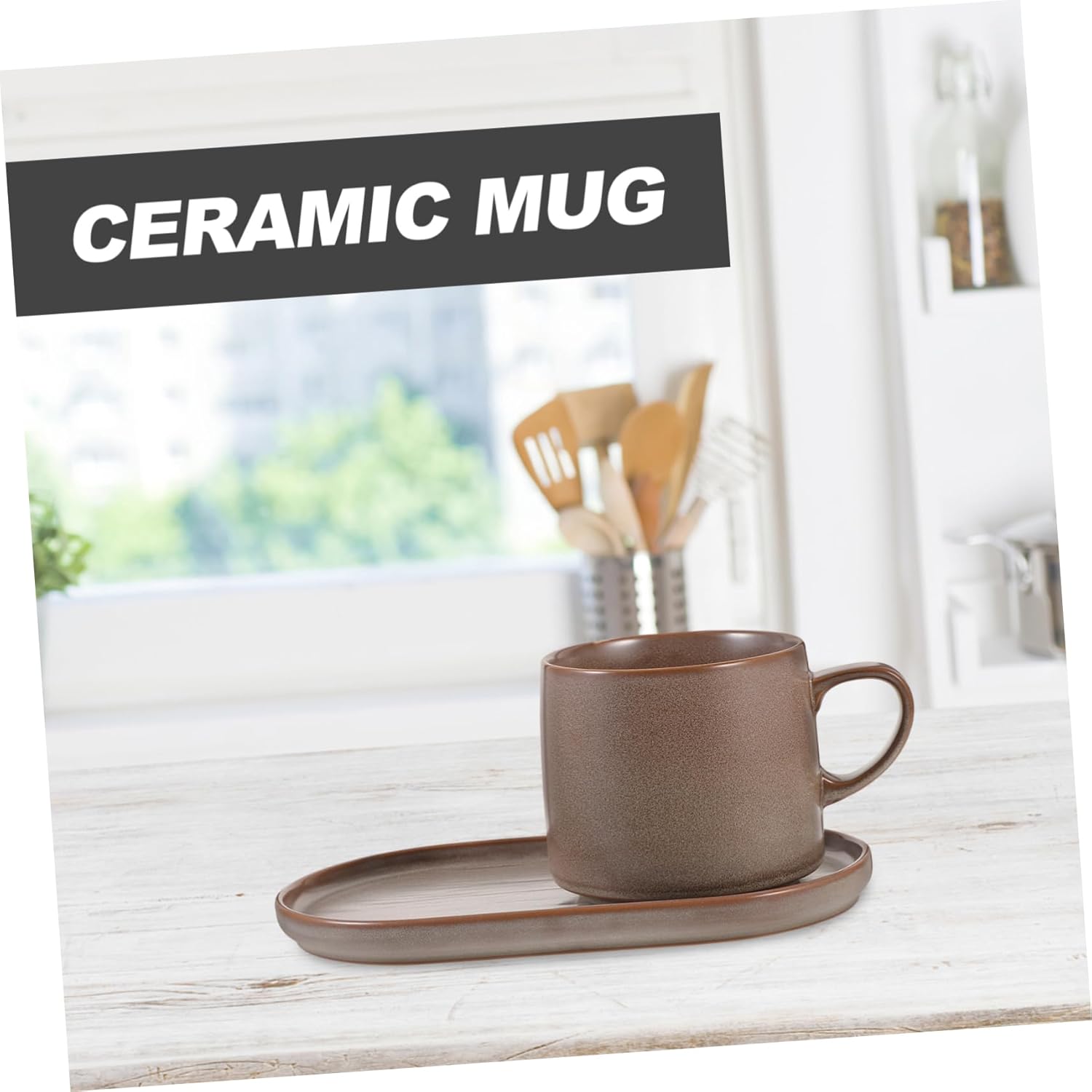 1 Set Ceramic Water Mug with Saucer Elegant Multi Functional Drinking Cup for Home Use Scratch Stain Resistant Stylish Design for Tea and Coffee Enthusiasts