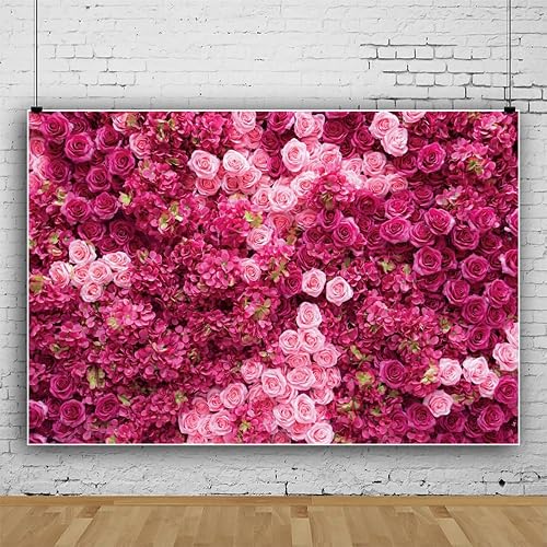 Hot Pink Red Rose Flower Backdrop Flower Wall Backdrop for Girls Woman Birthday 