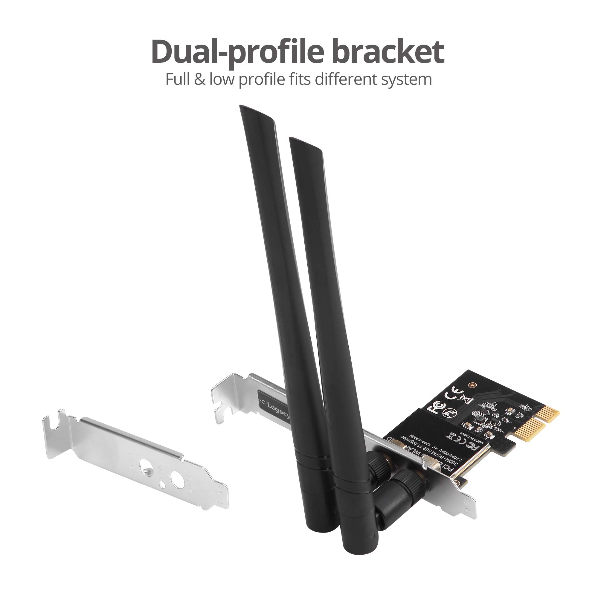 SIIG Carte PCIe sans fil 2T2R double bande WiFi Ethernet PCIe – AC1200, carte réseau WiFi, PCIe 2.0 x1 vers 2T2R 2.4G/5G double bande sans fil, 802.11ac, RTL8812AE, pour Windows 10/8.1/7, LB-WR0011-S1