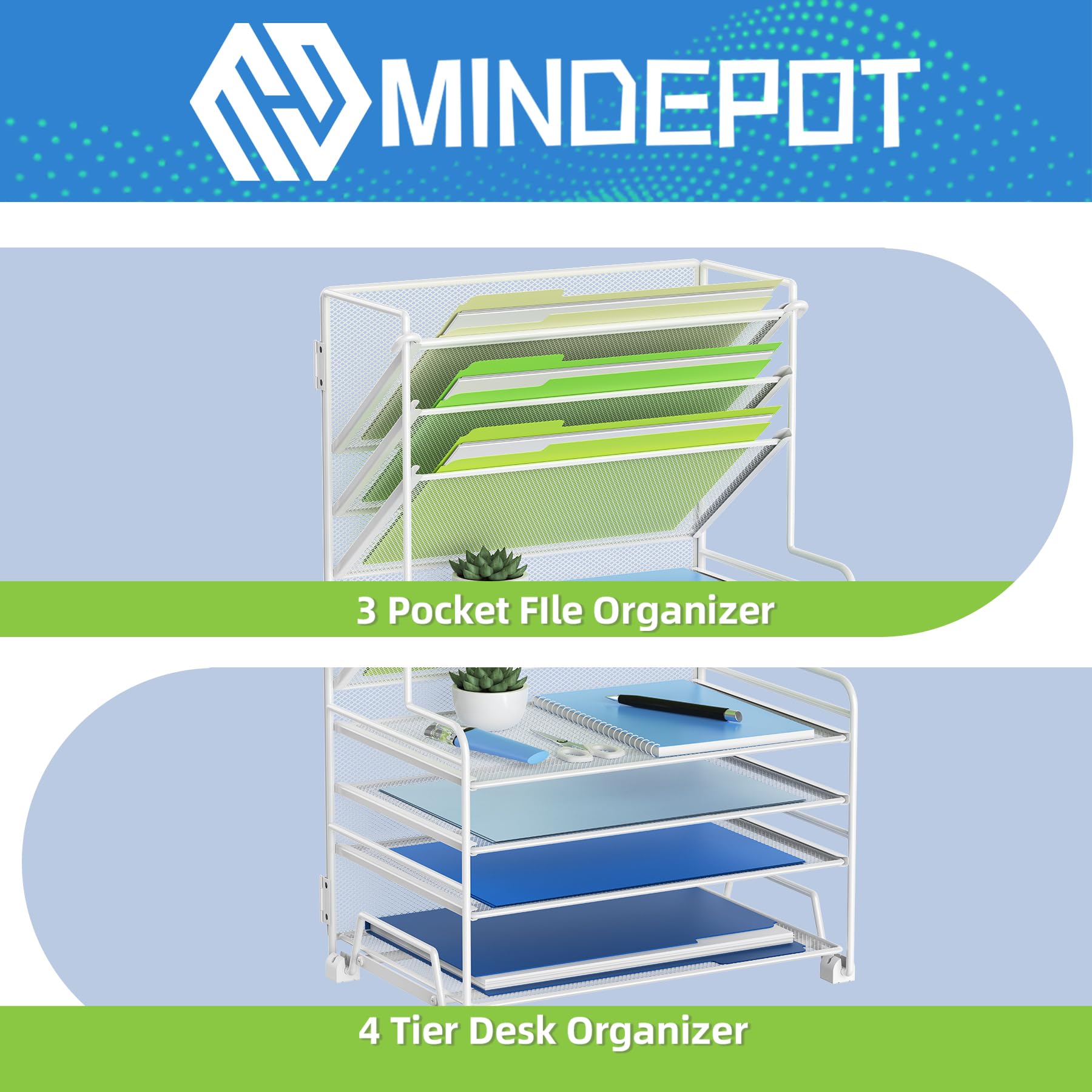 Desk Paper Organizer Tray, Desktop File Folder Sorter Holder For A4 Letter- Size