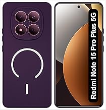 Silicone Back Cover Case for Redmi Note 15 Pro Plus 5G | Soft Micro-Fibre Lining Inside | Magsafe Print On Back Side Camera Protection Bump | Shockproof Case Mi Note 15 Pro Plus (Purple)