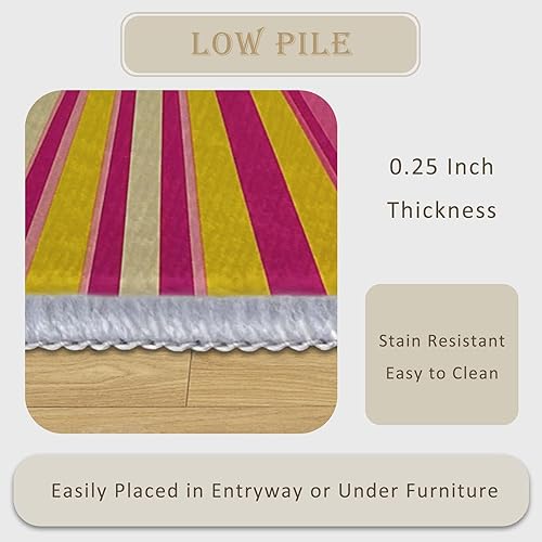 Miniatura 5 de Retro Sun Rug 3x4 for Bedroom, 70s Boho Mid Century Modern Patterned Living Room Area Rug, Retro Sun Room Decor, Washable Soft Thin Carpet with Non