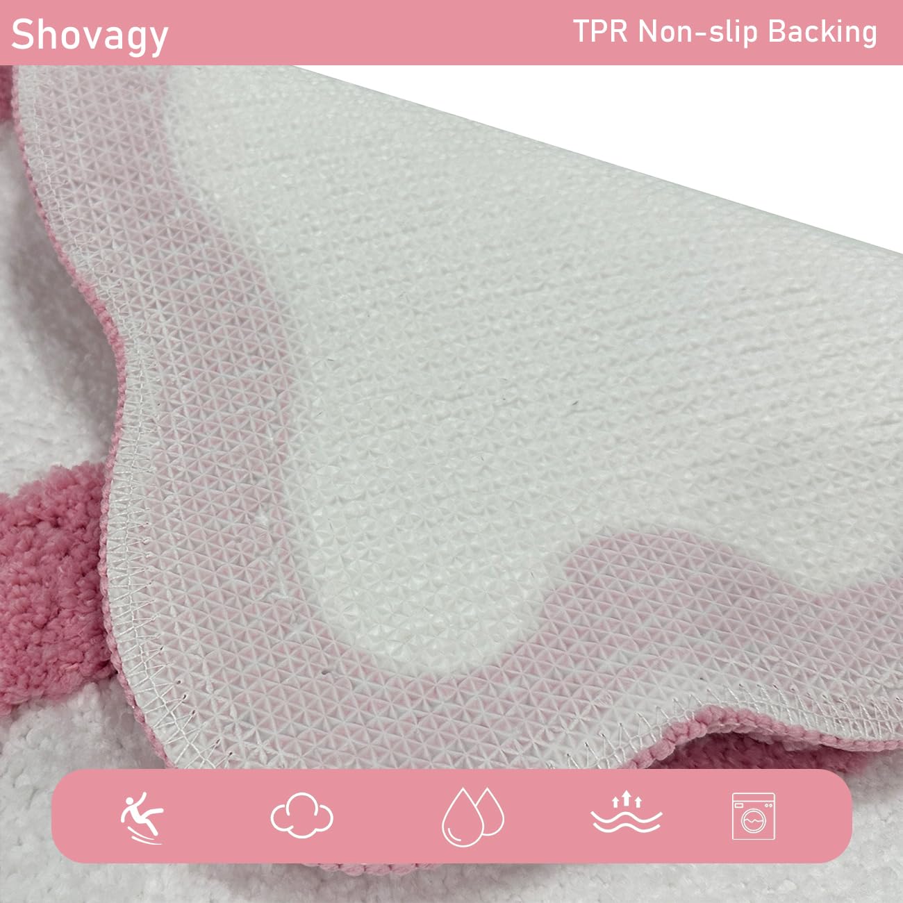 Alfombra de baño festoneada con lazo rosa, extra suave, bonita decoración estética, absorbente de agua, de secado rápido, antideslizante, para baño, bañera, fregadero, ducha, alfombra de suelo