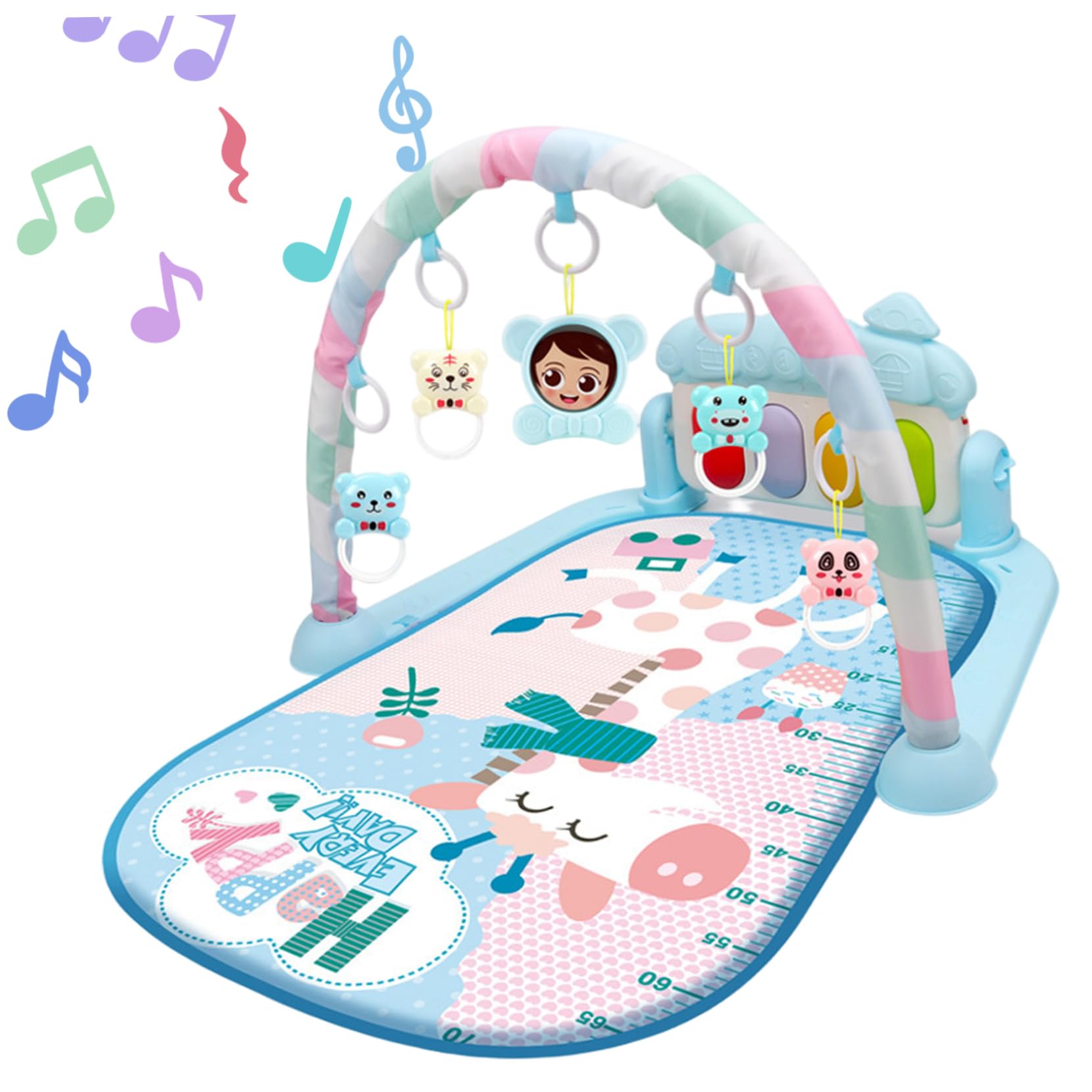Alfombra de juegos para gimnasio para bebés con música y luz Centro de actividades para bebés fácil y seguro con colgante de sonajero Tapete para el tiempo boca abajo Juguetes para recién nacidos.