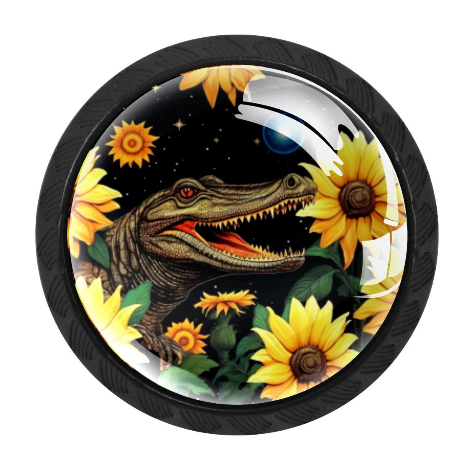 CHENZZZZ 4 PCS Crocodile Starry Sunflower Crystal Glass Cabinet Knob Drawer Pull Handle for Kitchen Cupboard Dresser Wardrobe etc